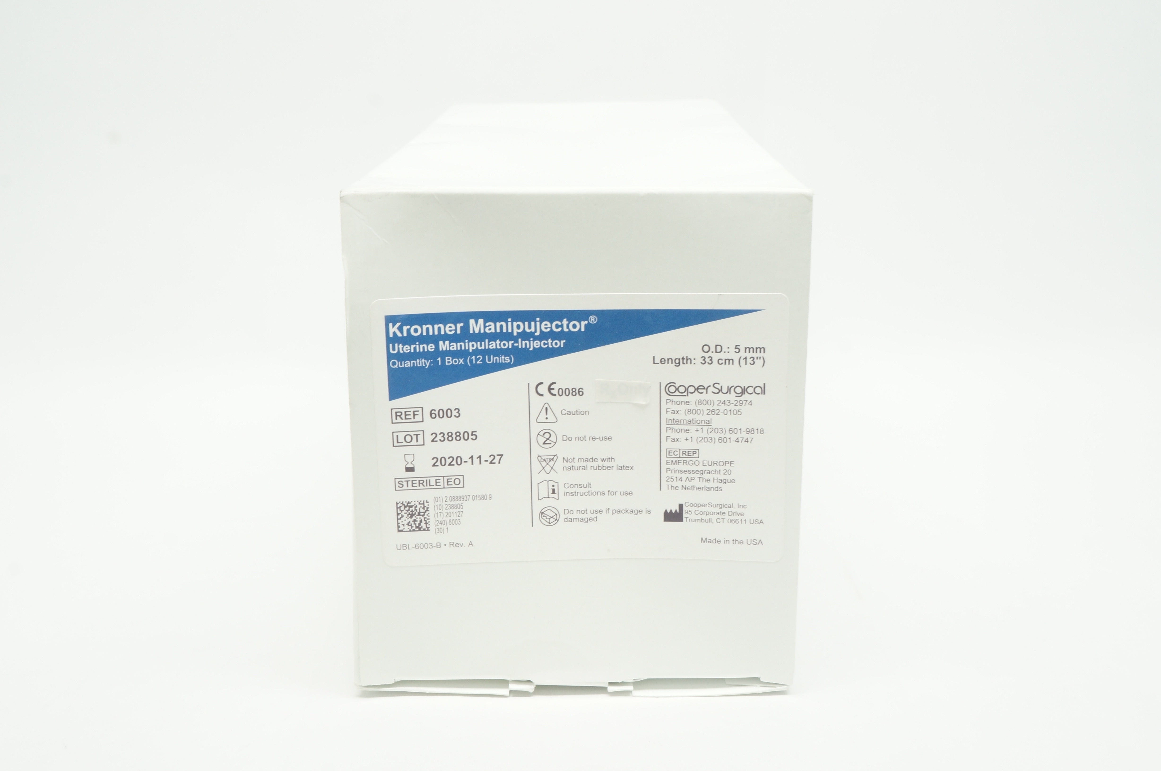 Cooper Surgical 6003 Uterine Manipulator-Injector 5mm x 13in. (x) - Box of 12