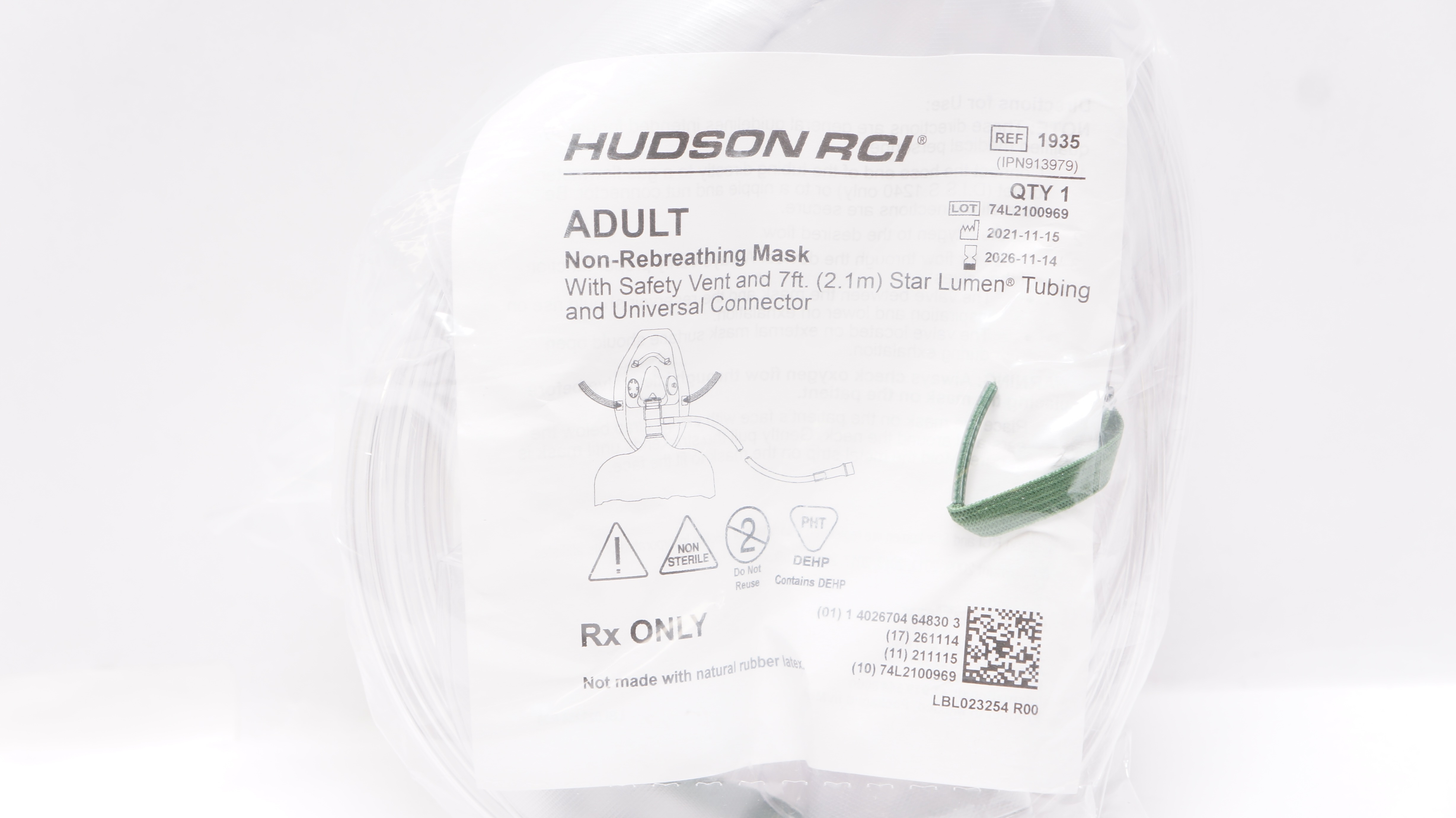 Hudson RCI 1935 Adult Non-Rebreathing Oxygen Mask With Safety Vent ...