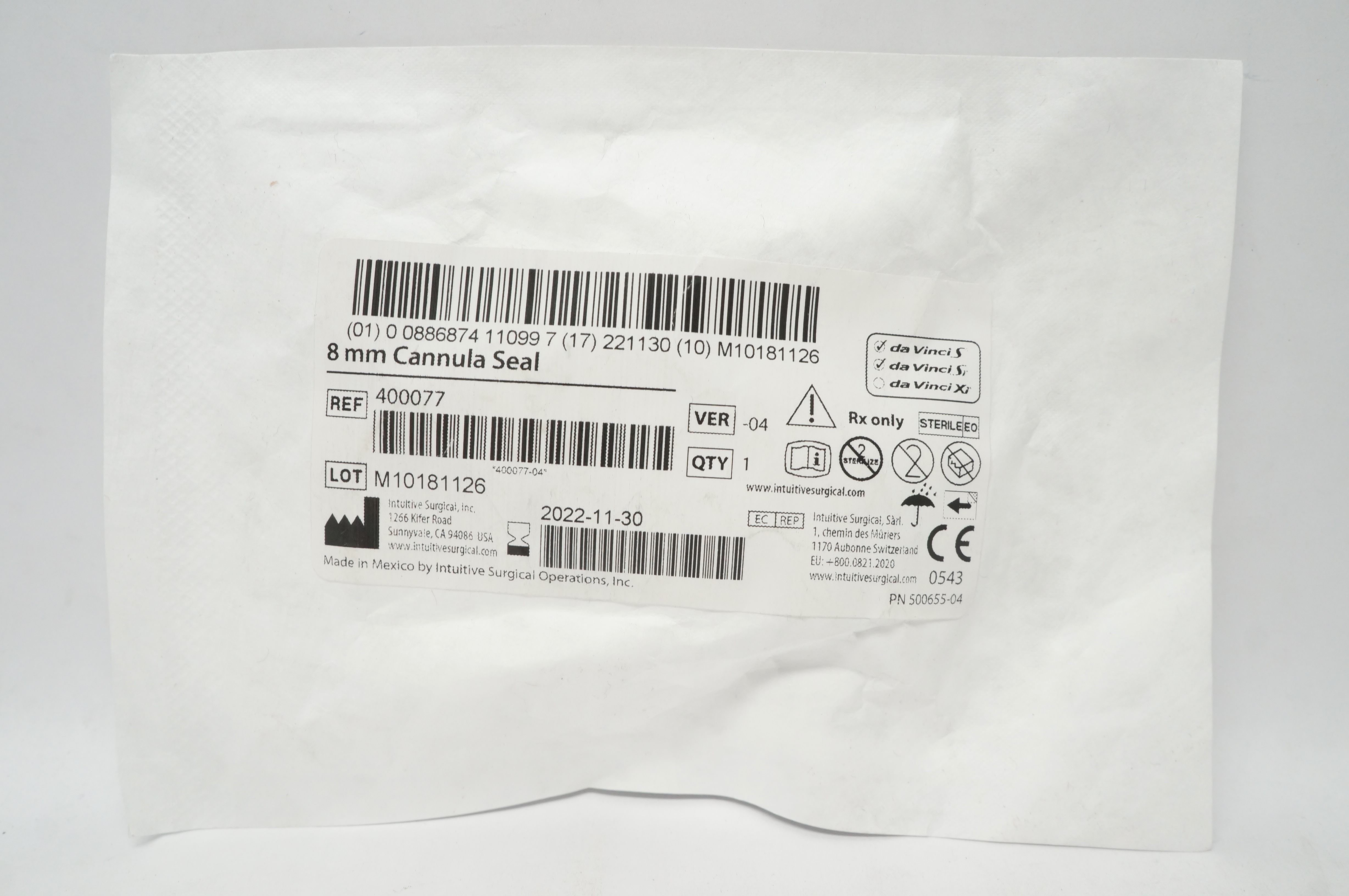 Intuitive Surgical 400077 Cannula Seal 8mm