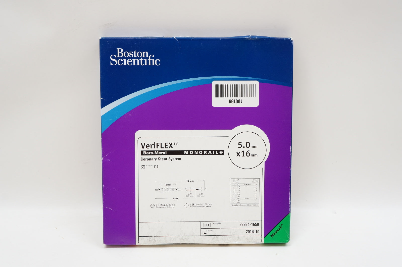 Boston Scientific 38934-1650 VeriFLEX Bare-Metal Monorail Coronary 5.0 x 16mm(x)
