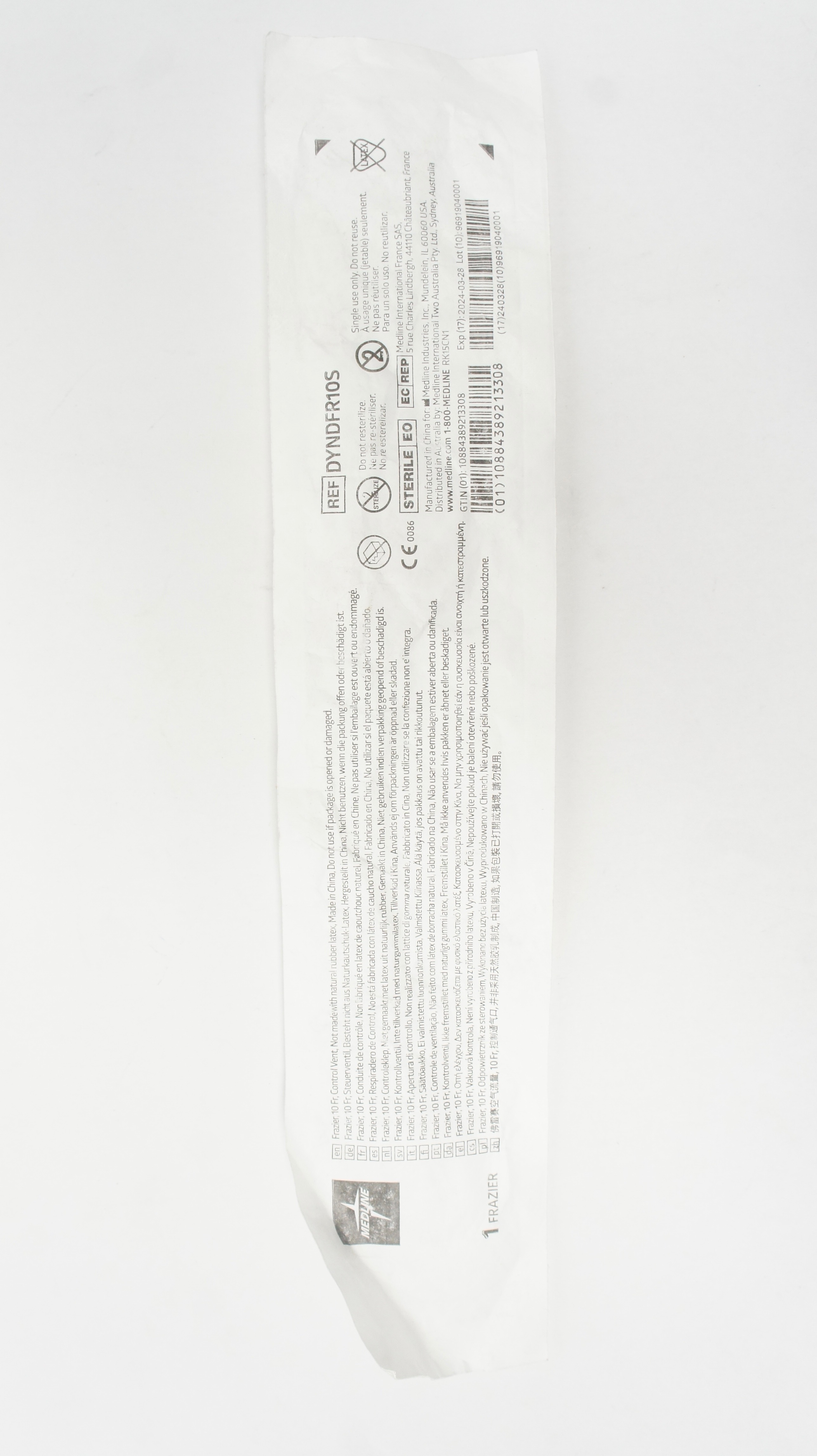 Medline DYNDFR10S Frazier Control Vent 10Fr