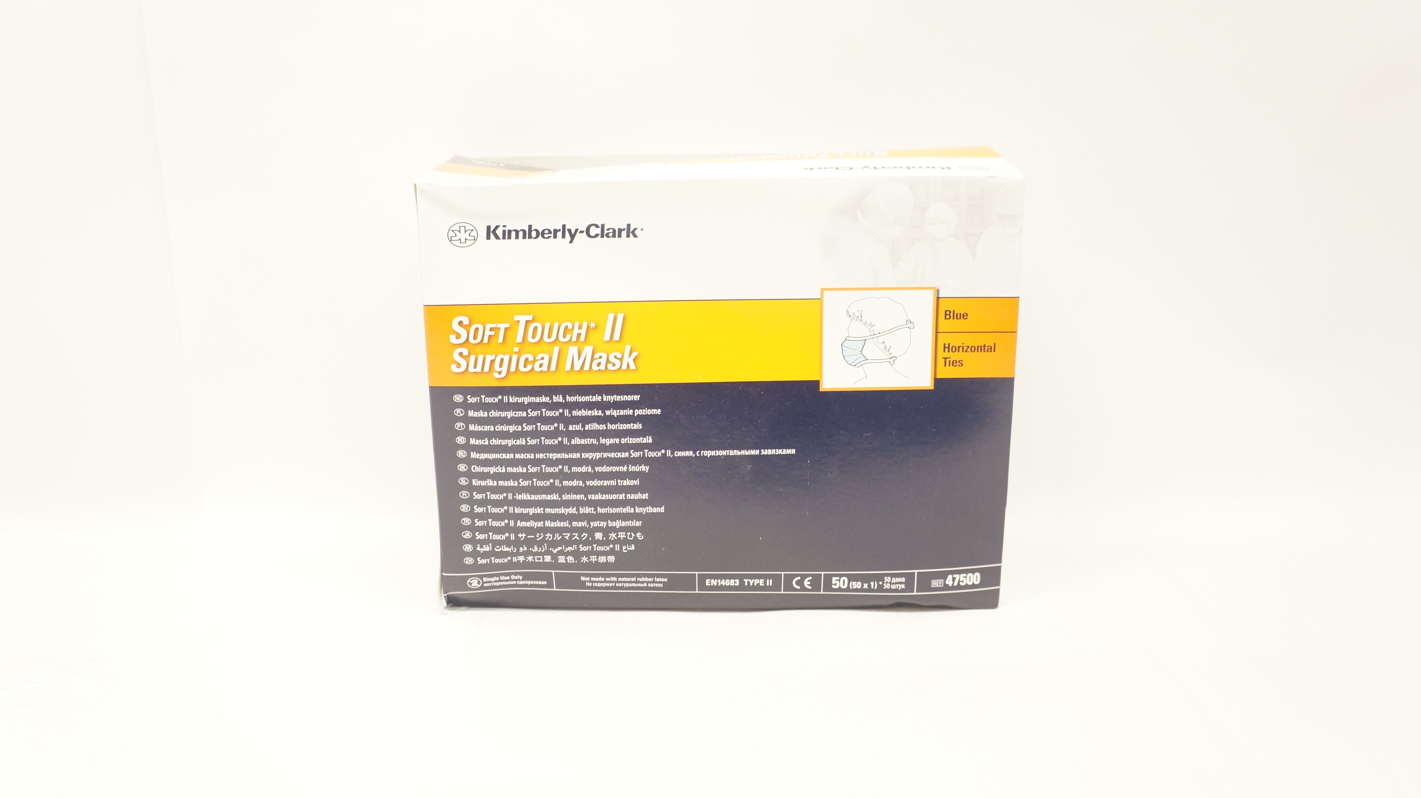 Kimberly-Clark 47500 Soft Touch II Surgical Mask, Blue - Box of 50