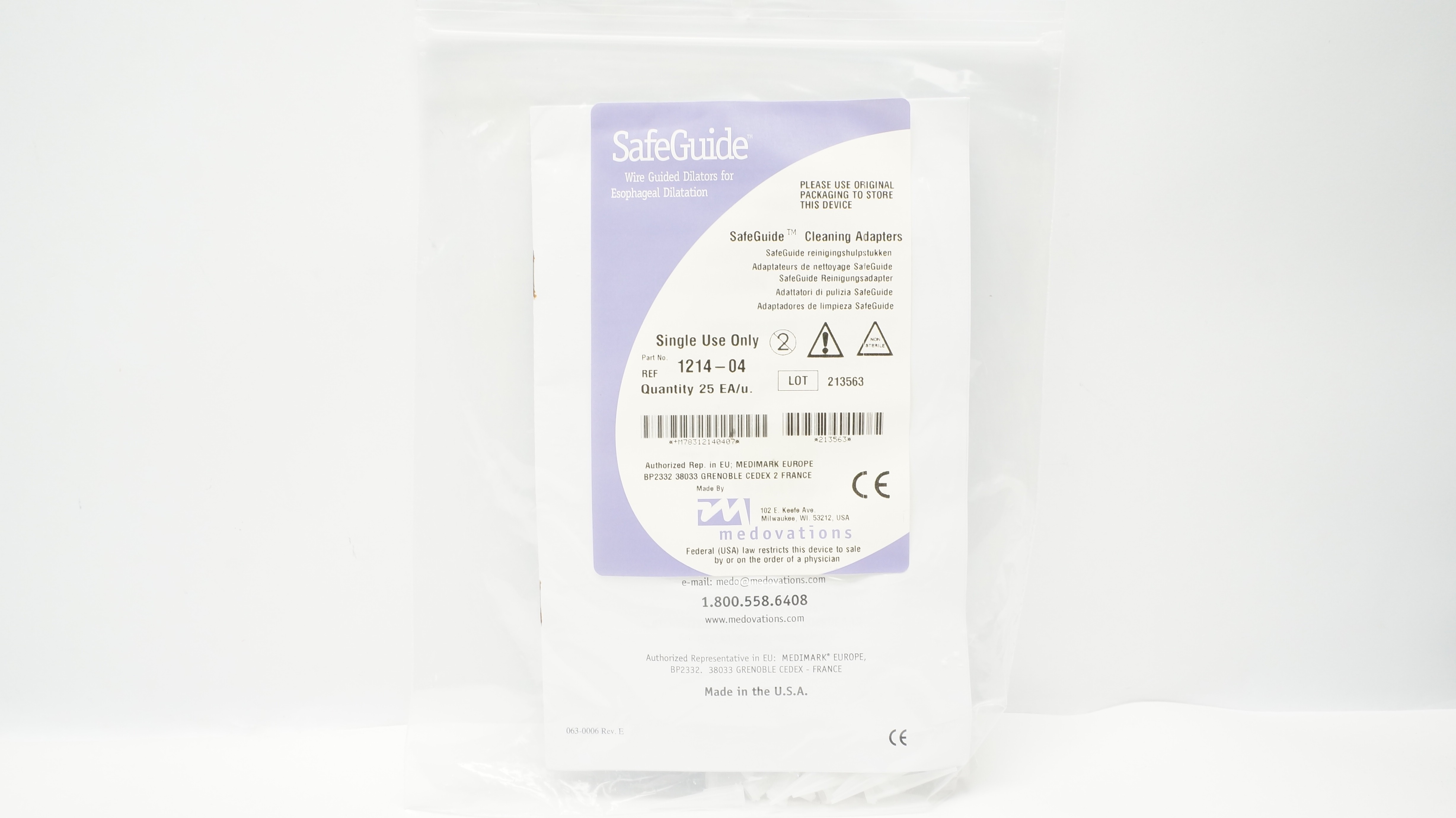 Medovations 1214-04 SafeGuide Wire Guided Dilators Cleaning Adapters -Pack of 25