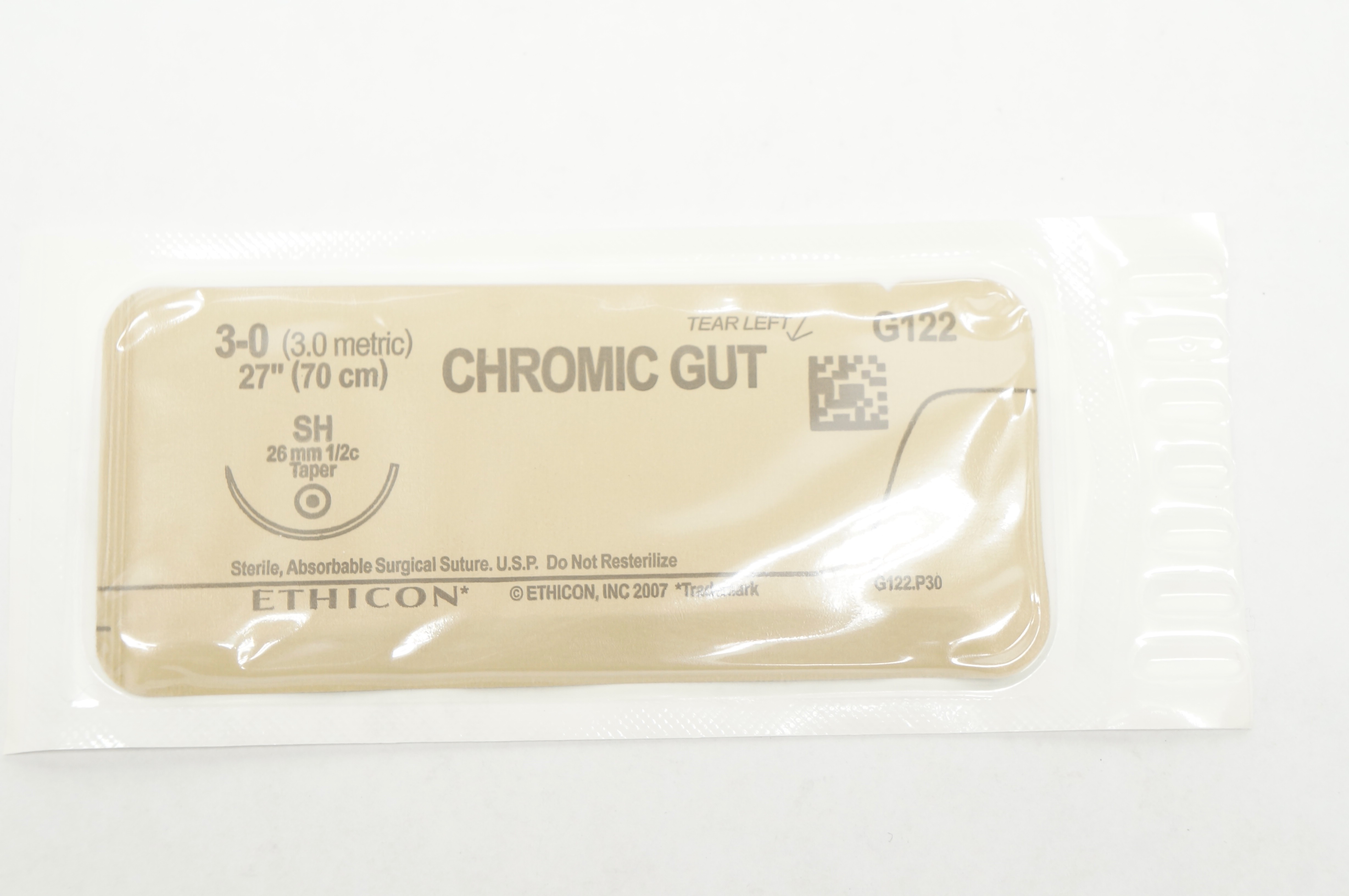 Ethicon G122 3-0 Chromic Gut SH 26mm 1/2c Taper 27inch (x)