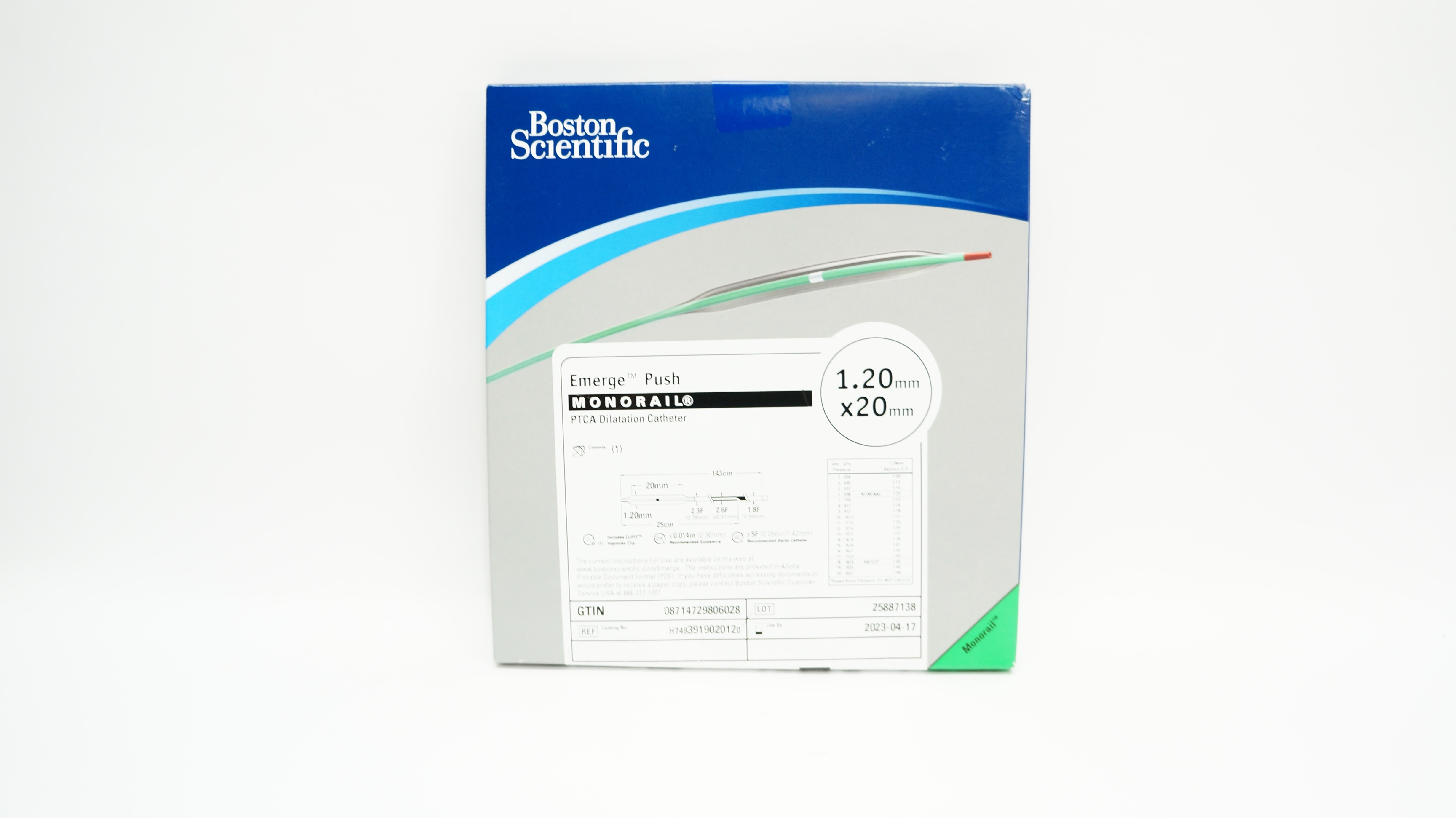 Boston Scientific H7493919020120 Emerge Push Monorail PTCA Cath. 1.20mmx20mm (x)