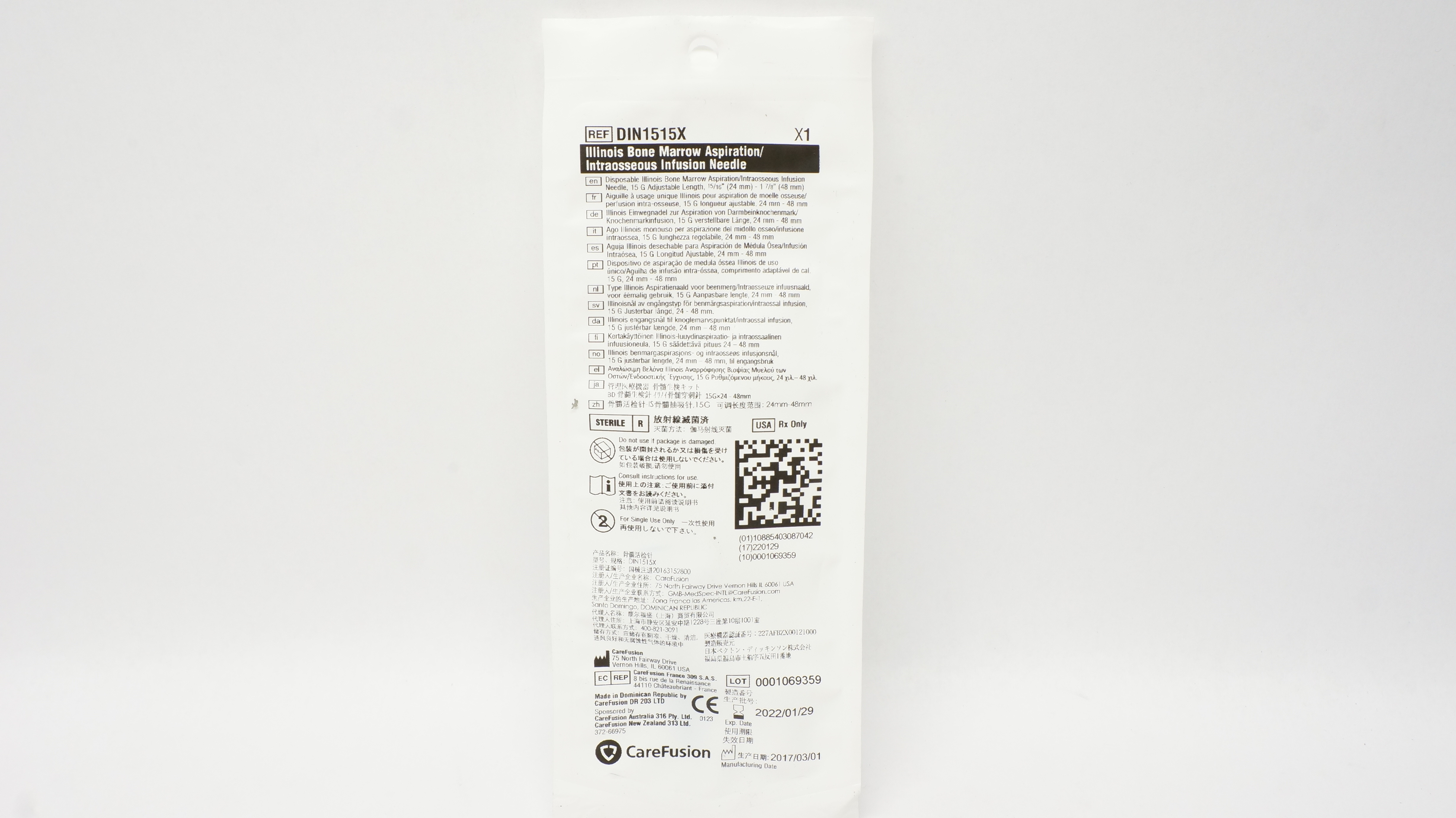 CareFusion DIN1515X Bone Marrow Aspiration/Intraosseous Infusion Ndle. 15G
