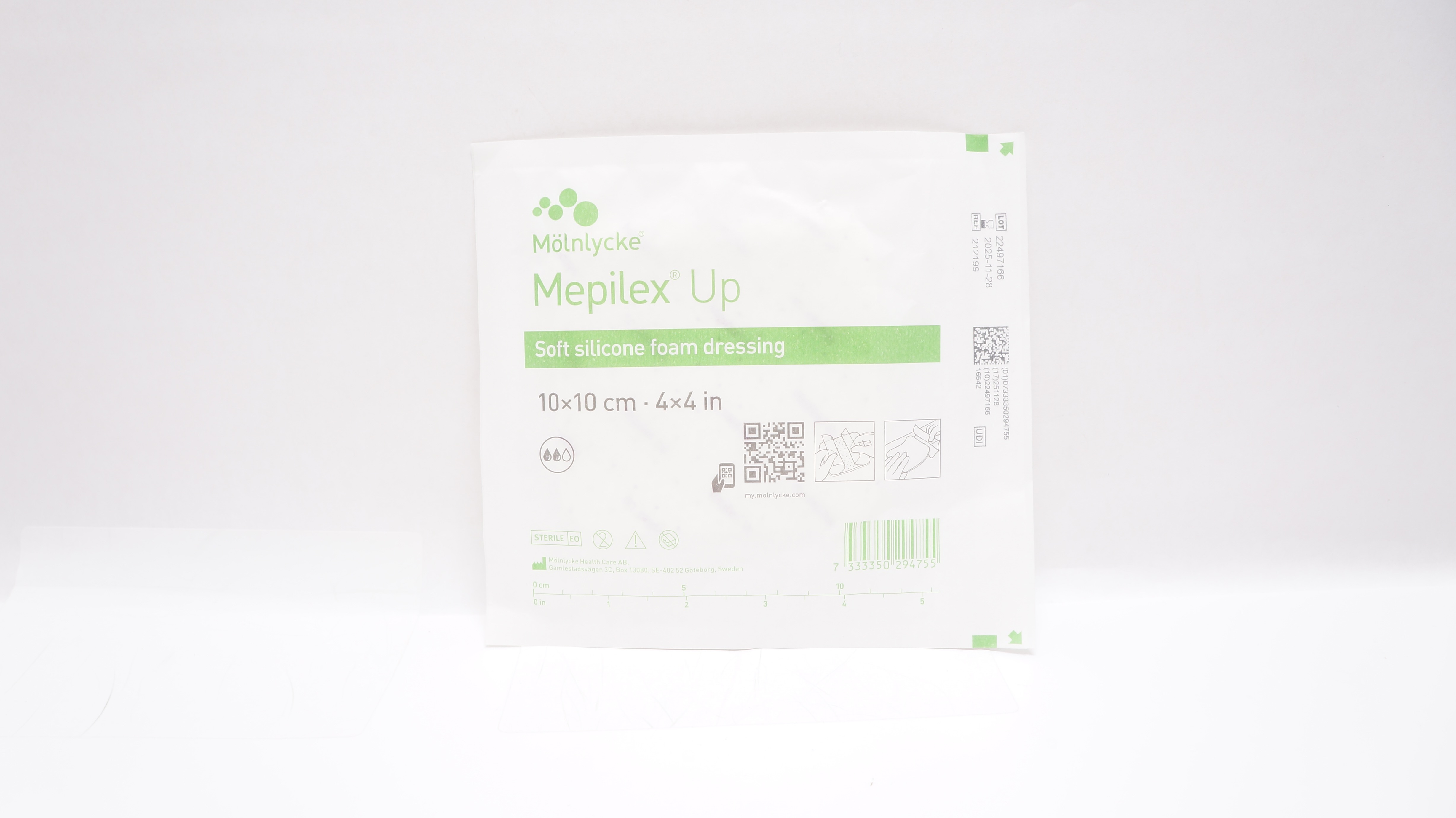 Molnlycke 212199 Mepilex Up Soft Silicone Foam Dressing 4inch x 4inch