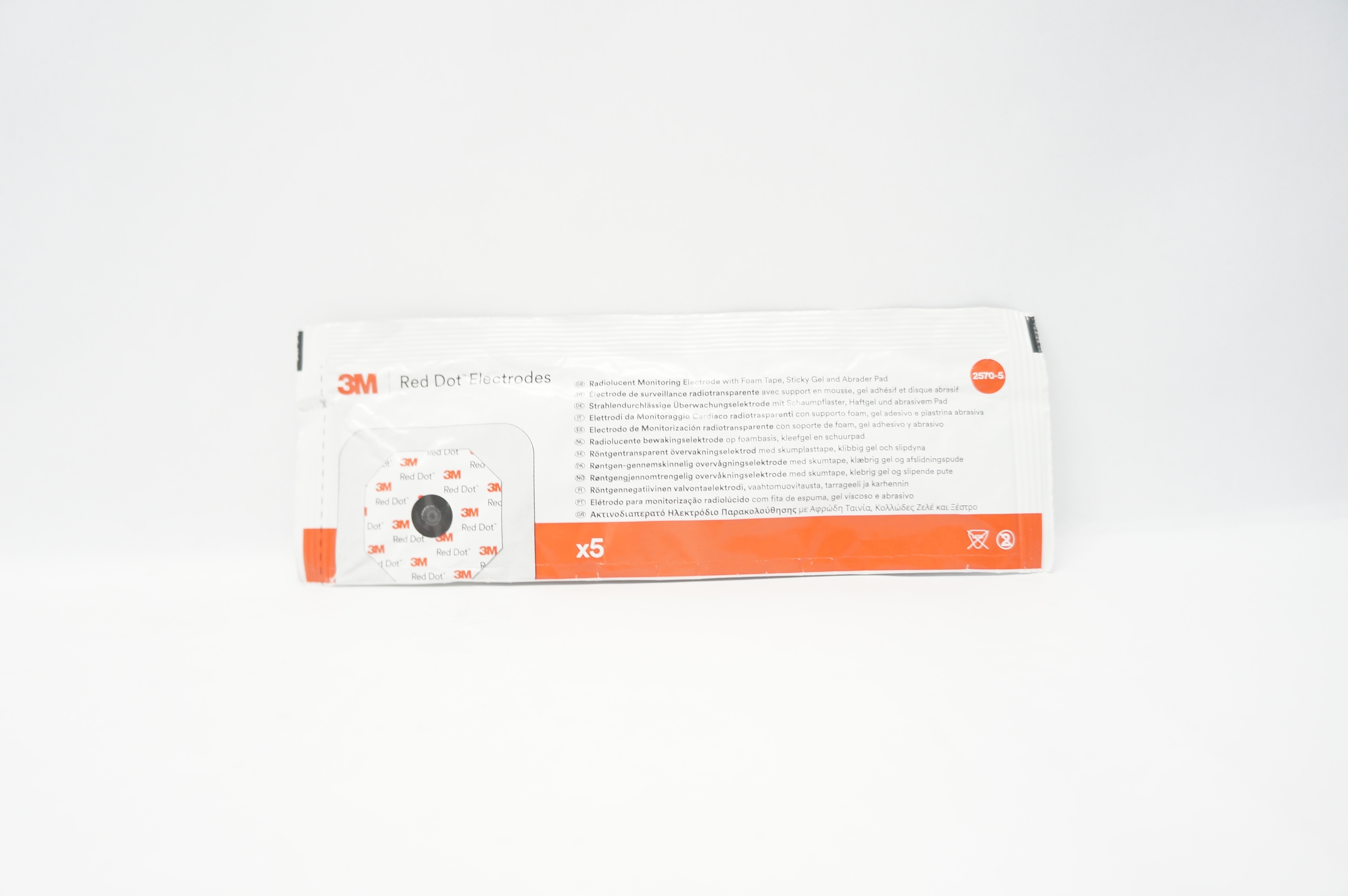 3M 2570-5 Radiolucent Monitoring Electrode Foam Tape Abrader Pad (x) - Pack of 5