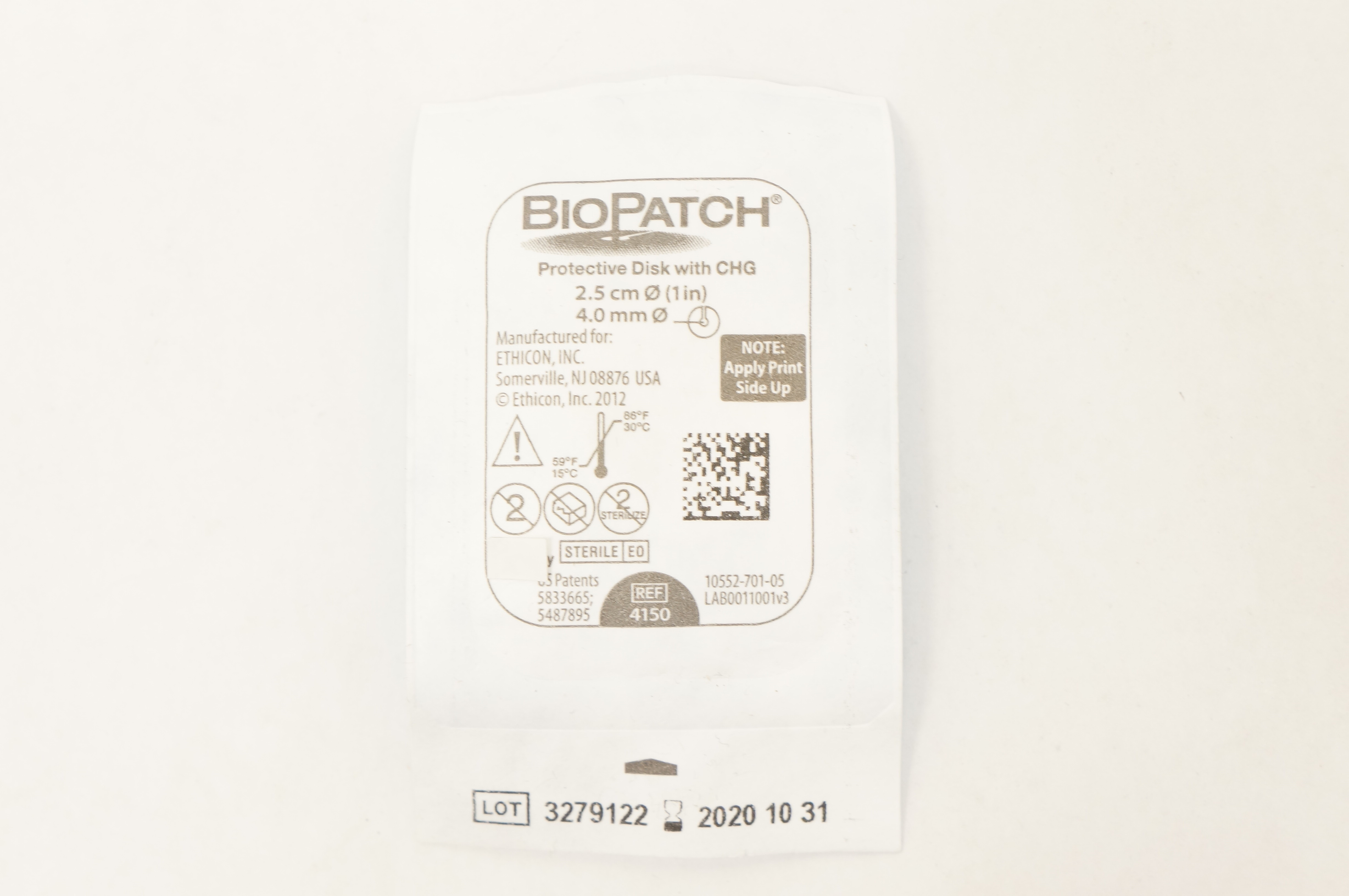 Ethicon 4150 BioPatch Protective Disk with CHG 1inch x 4.0mm (x)