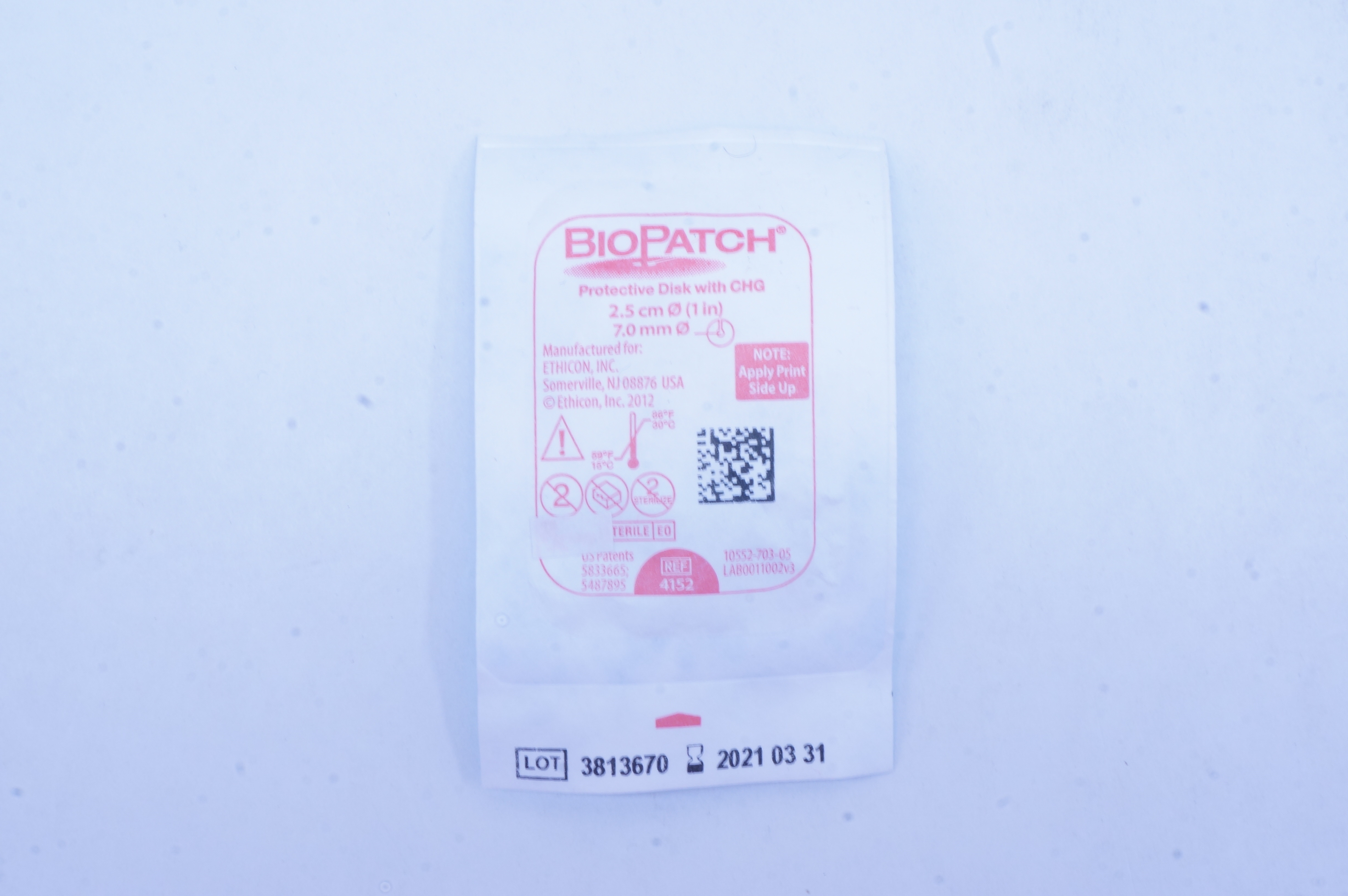 Ethicon 4152 BioPatch Protective Disk with CHG 1 in. x 7.0 mm (x)