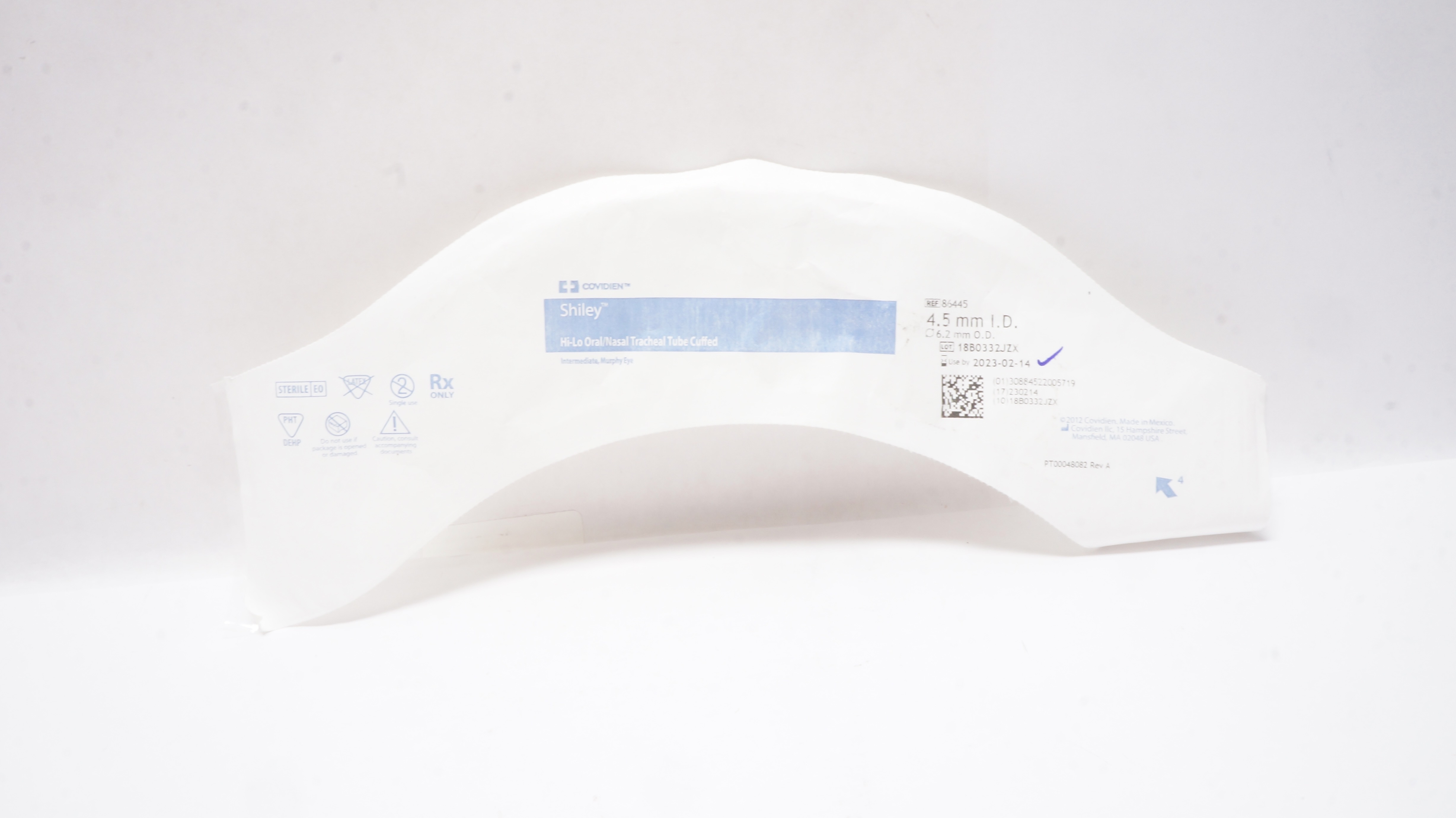 Covidien 86445 Shiley Hi-Lo Oral/Nasal Tracheal Tube Cuffled 4.5mm x 6.2mm (x)