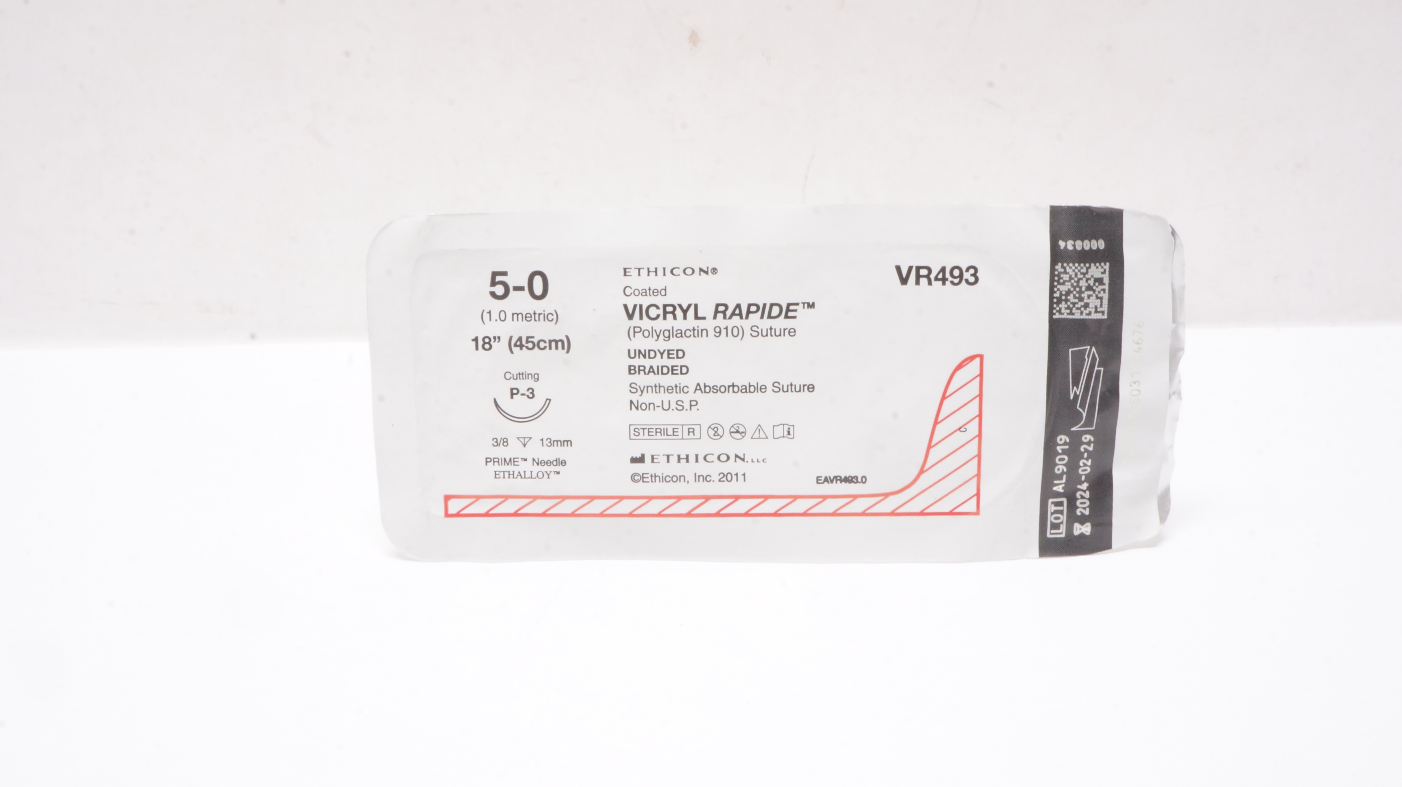 Ethicon VR493 5-0 VICRYL RAPIDE P-3 3/8c 13mm 18inch
