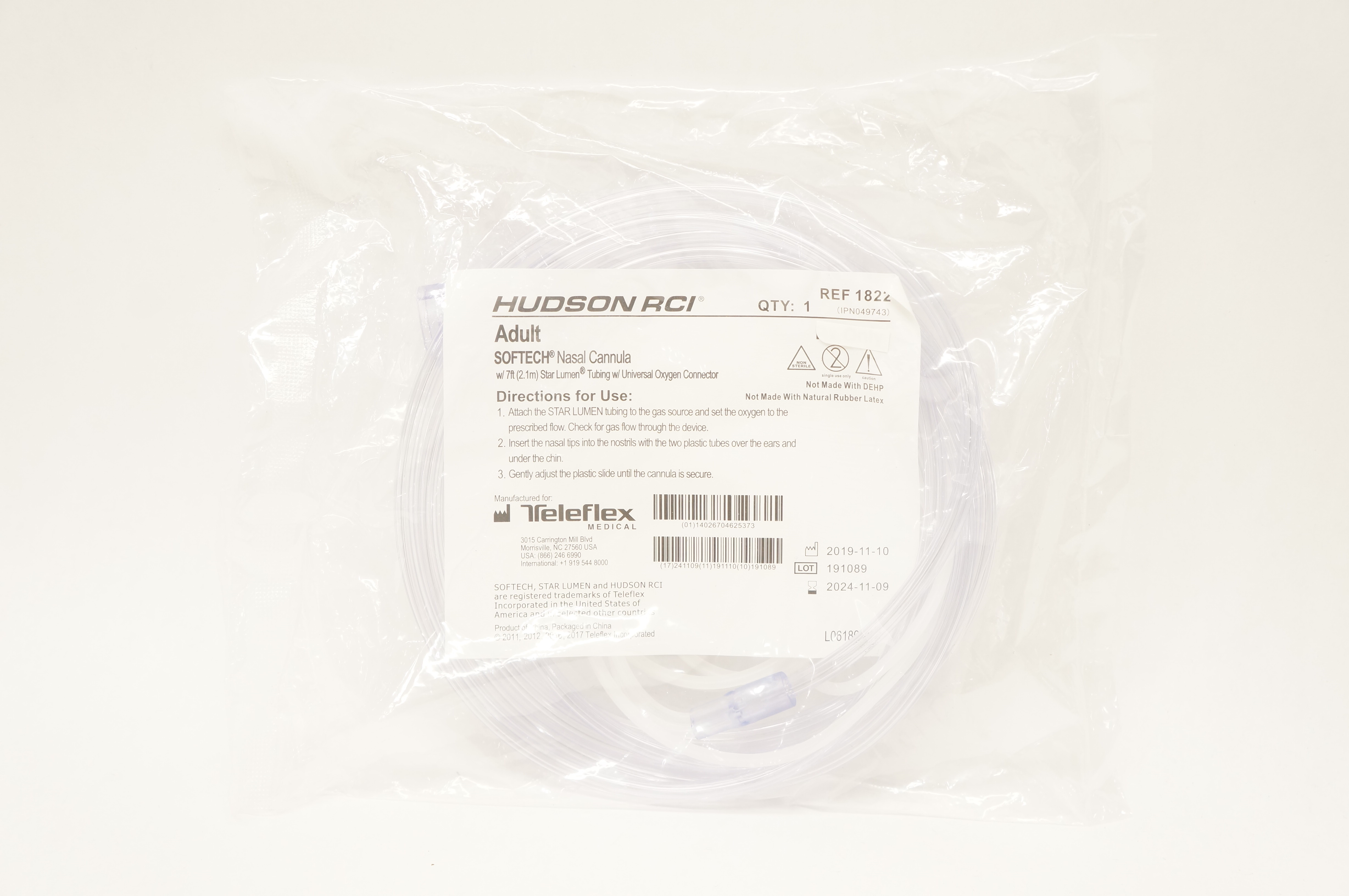 Teleflex 1822 Hudson RCI Adult Softech Nasal Cannula