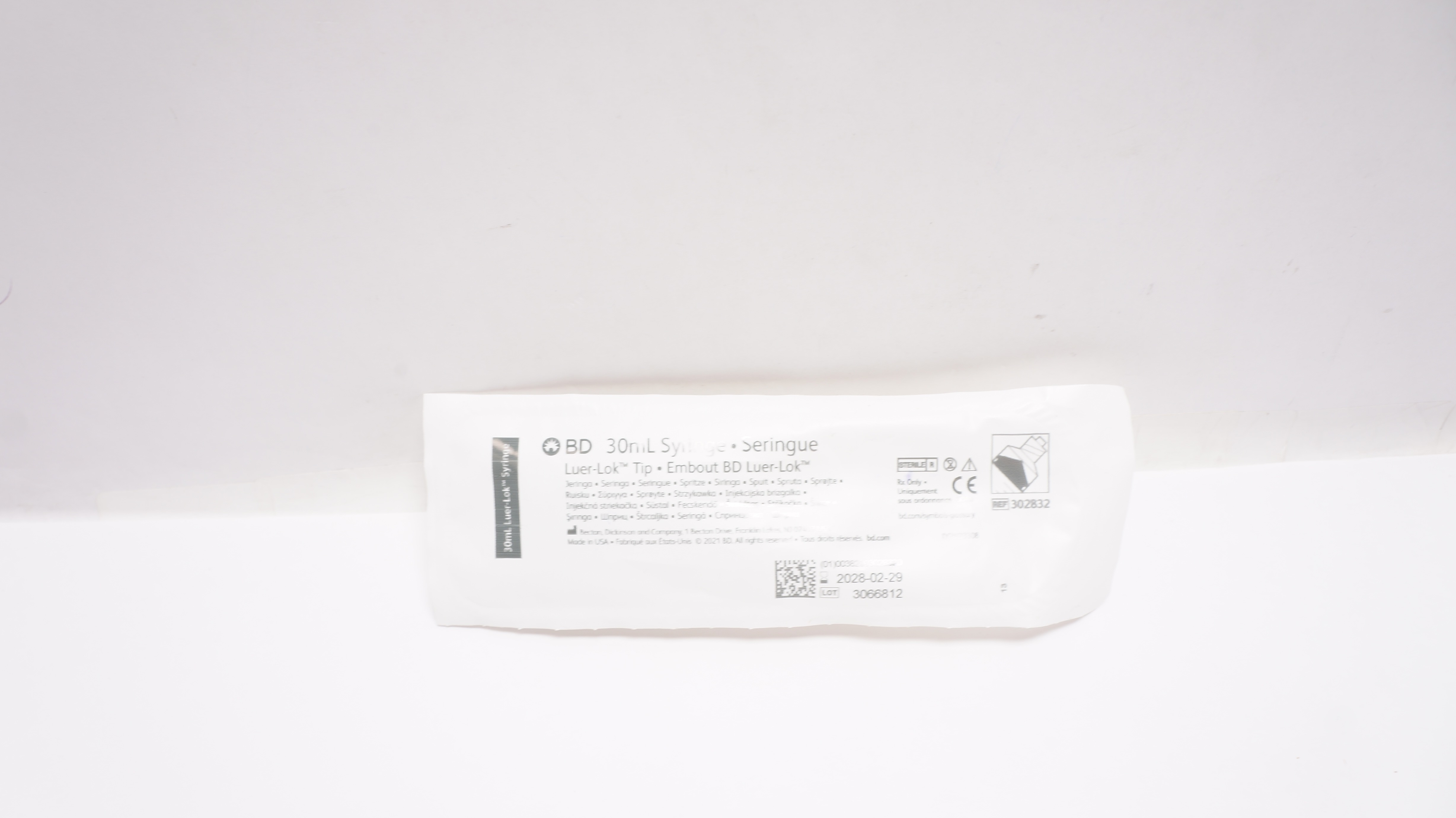 BD 302832 Syringe, Luer-Lok Tip, 30mL