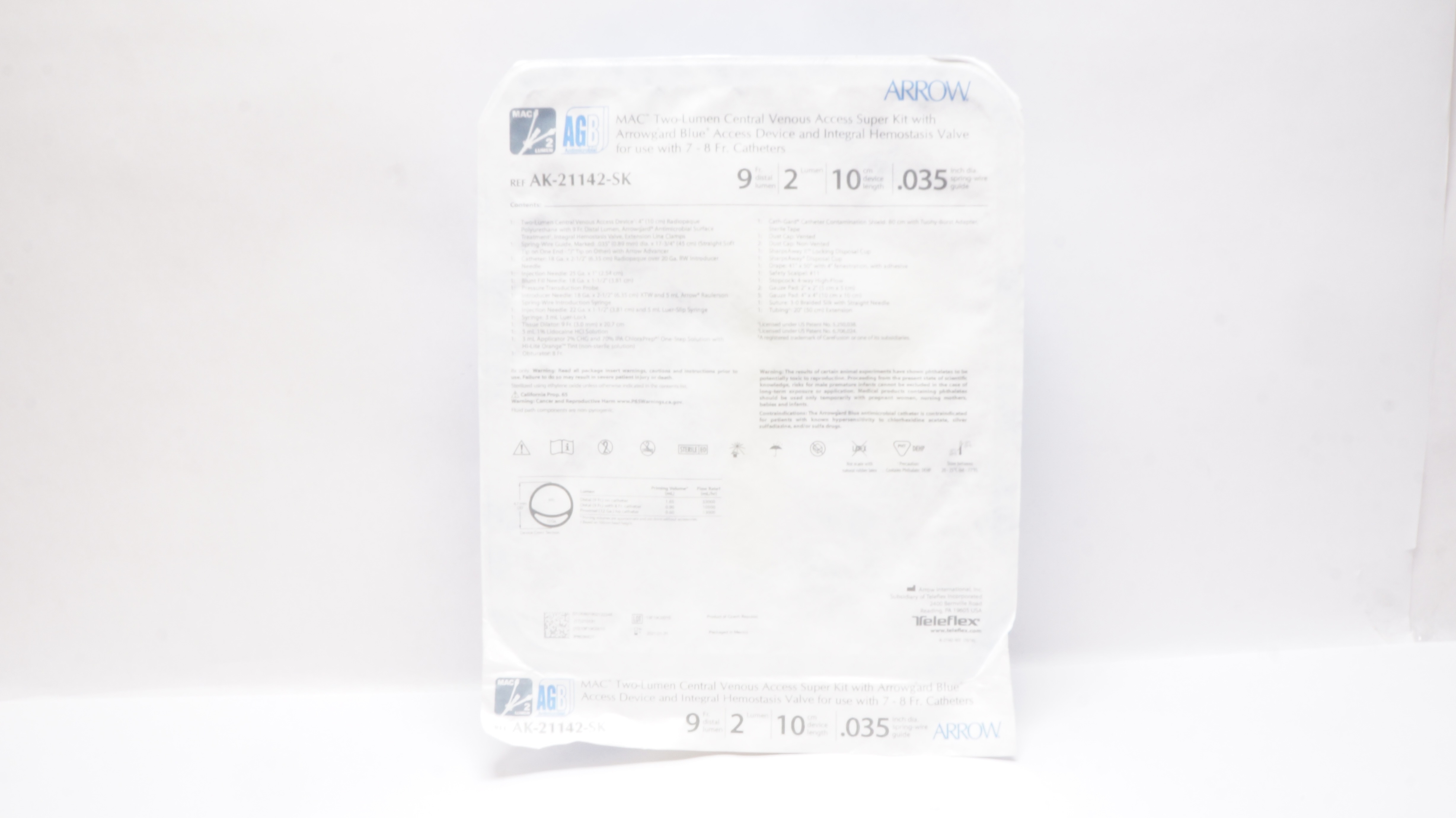 Arrow AK-21142-SK MAC Two-Lumen Central Venous Access Super Kit 9Fr x 10cm (x)