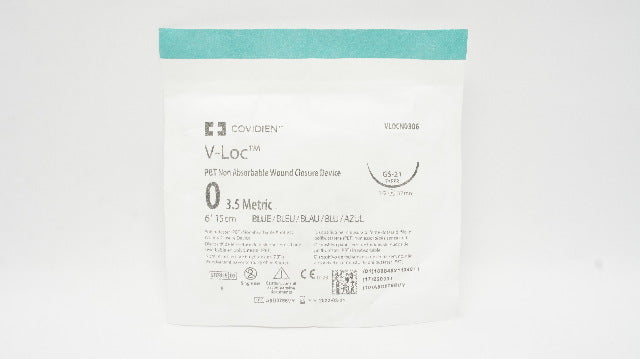 Covidien VLOCN0306 V-Loc 0 PBT Non Absorbable Wound Closure Device Blue 6in. (x)