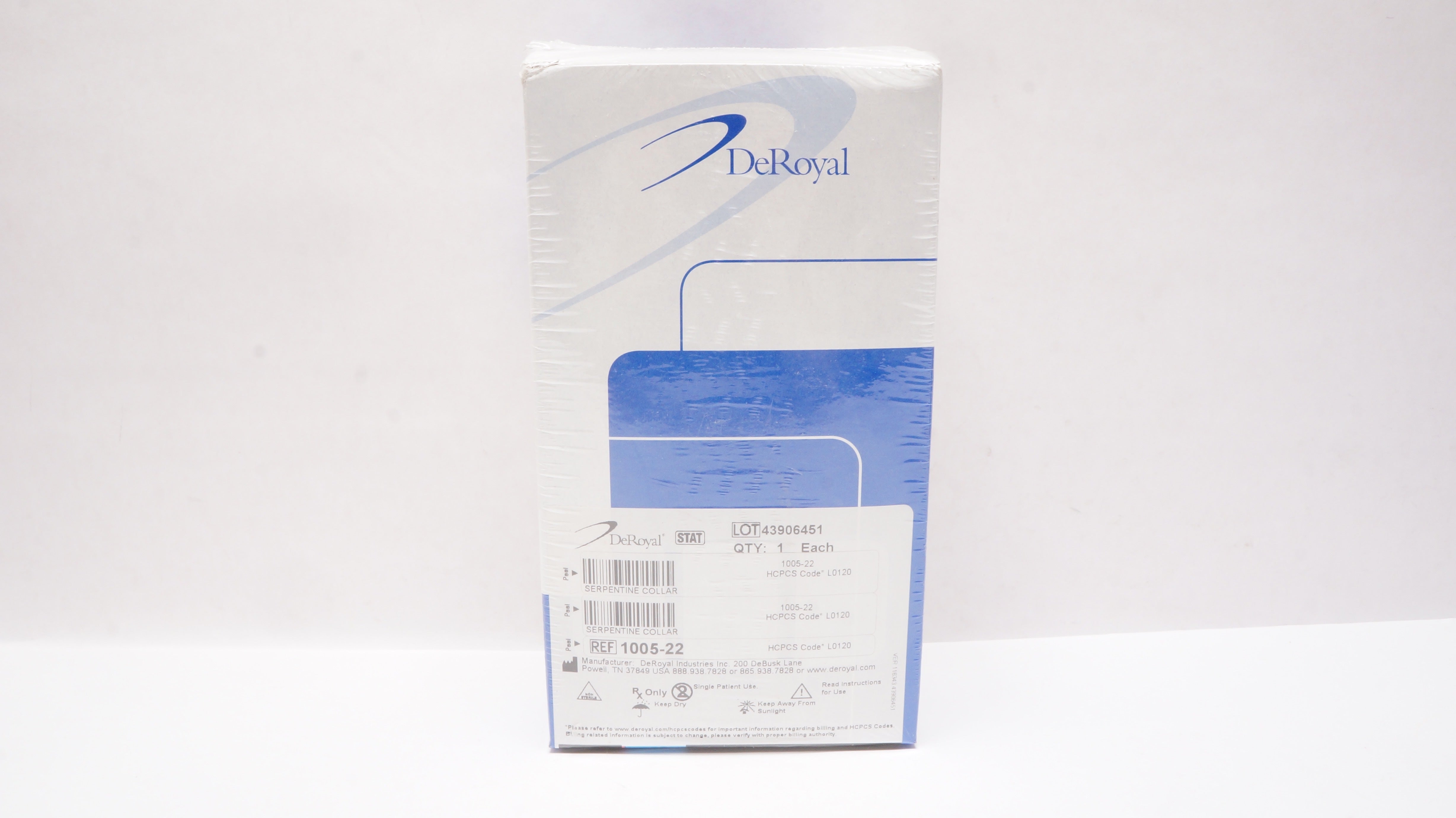 DeRoyal 1005-22 Serpentine Collar ,Cotton Cover Extension Tab Small