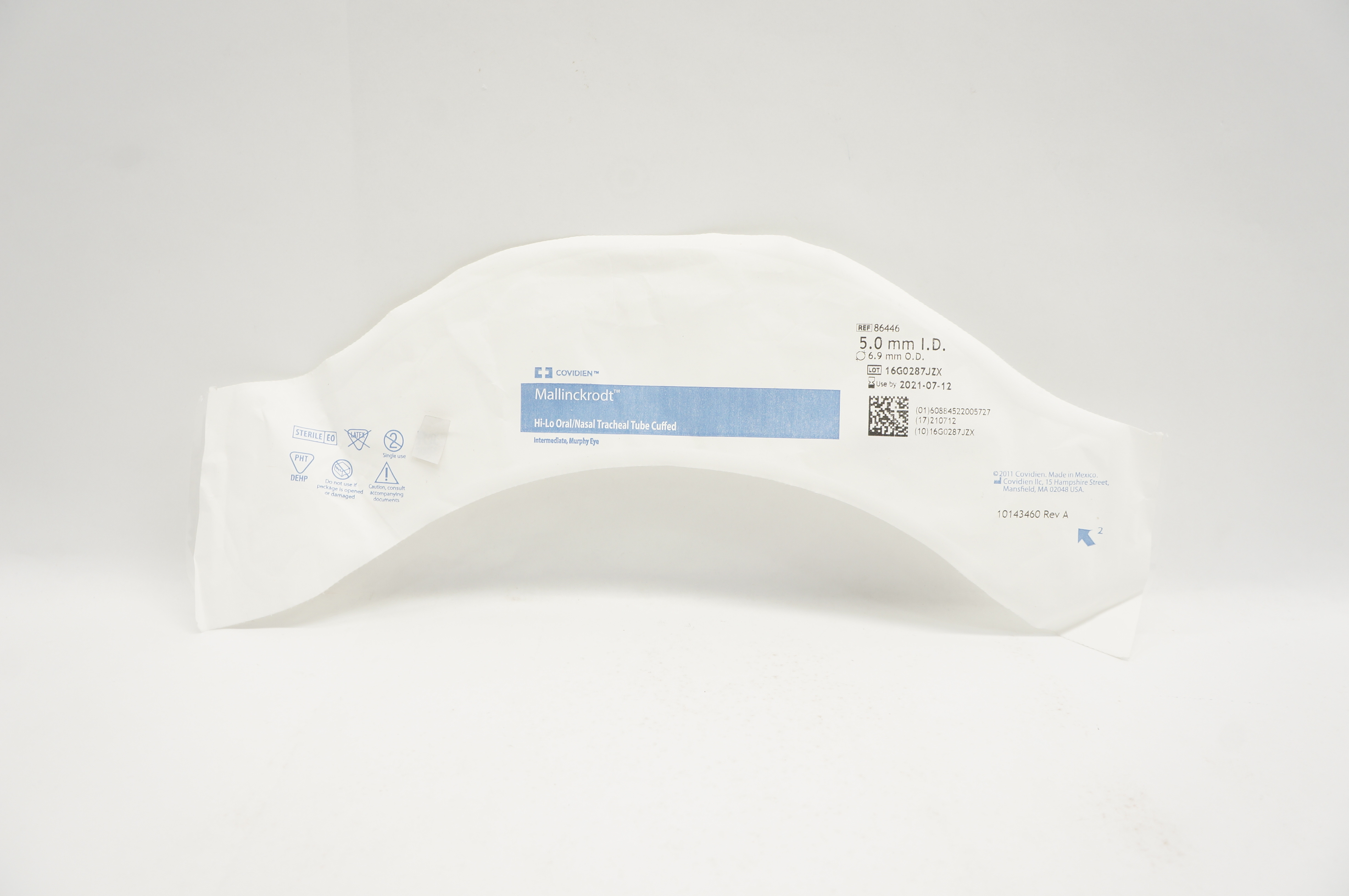 Covidien 86446 Mallinckrodt Hi-Lo Oral/Nasal Tracheal Tube Cuffed 5.0 x 6.9mm(x)
