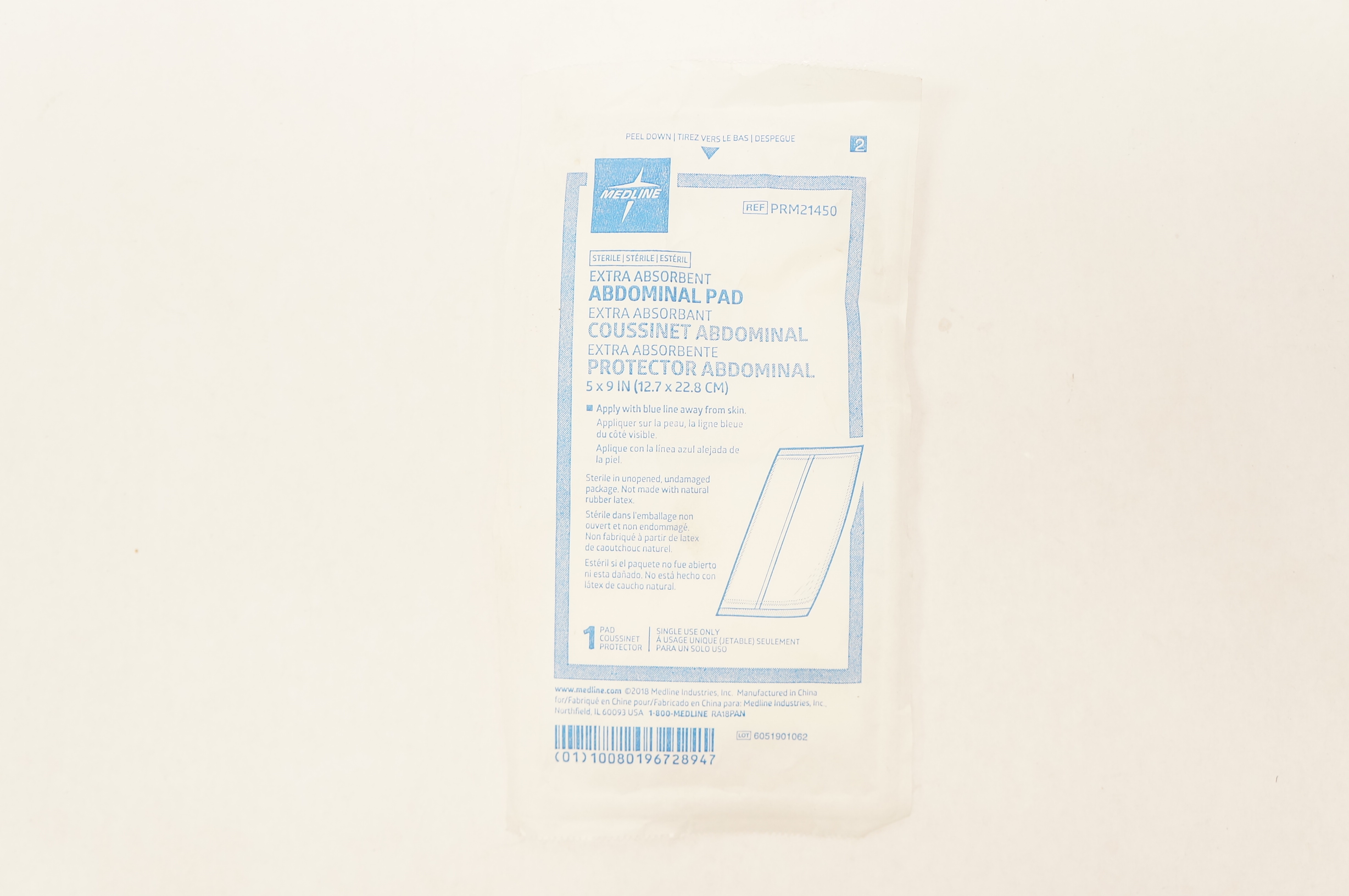 Medline PRM21450 Extra Absorbent Abdominal Pad 5 inch x 9 inch