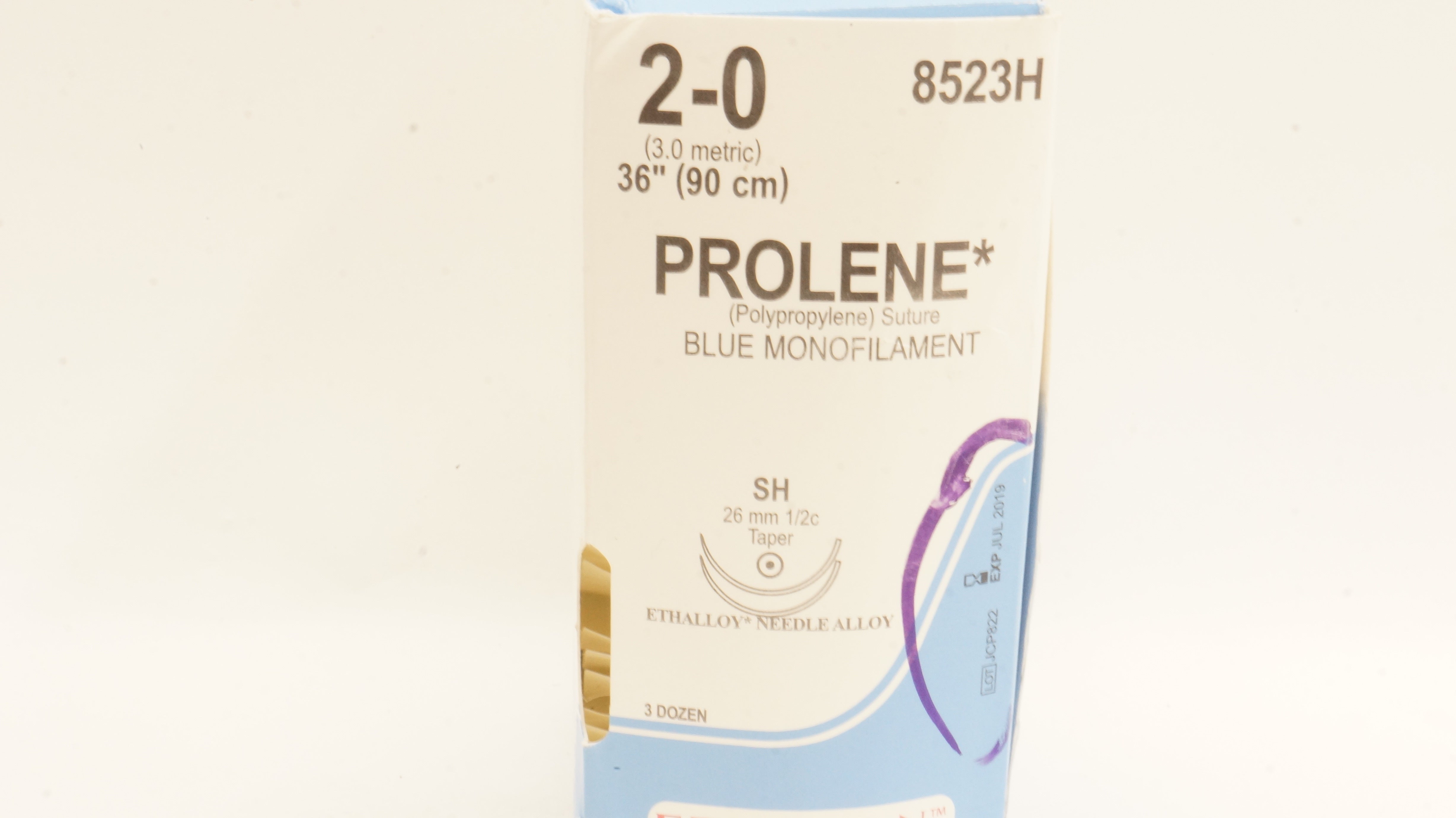 Ethicon 8523H 2-0 Prolene Stre SH 26mm 1/2c Taper, 36inch (x) - Box of 30