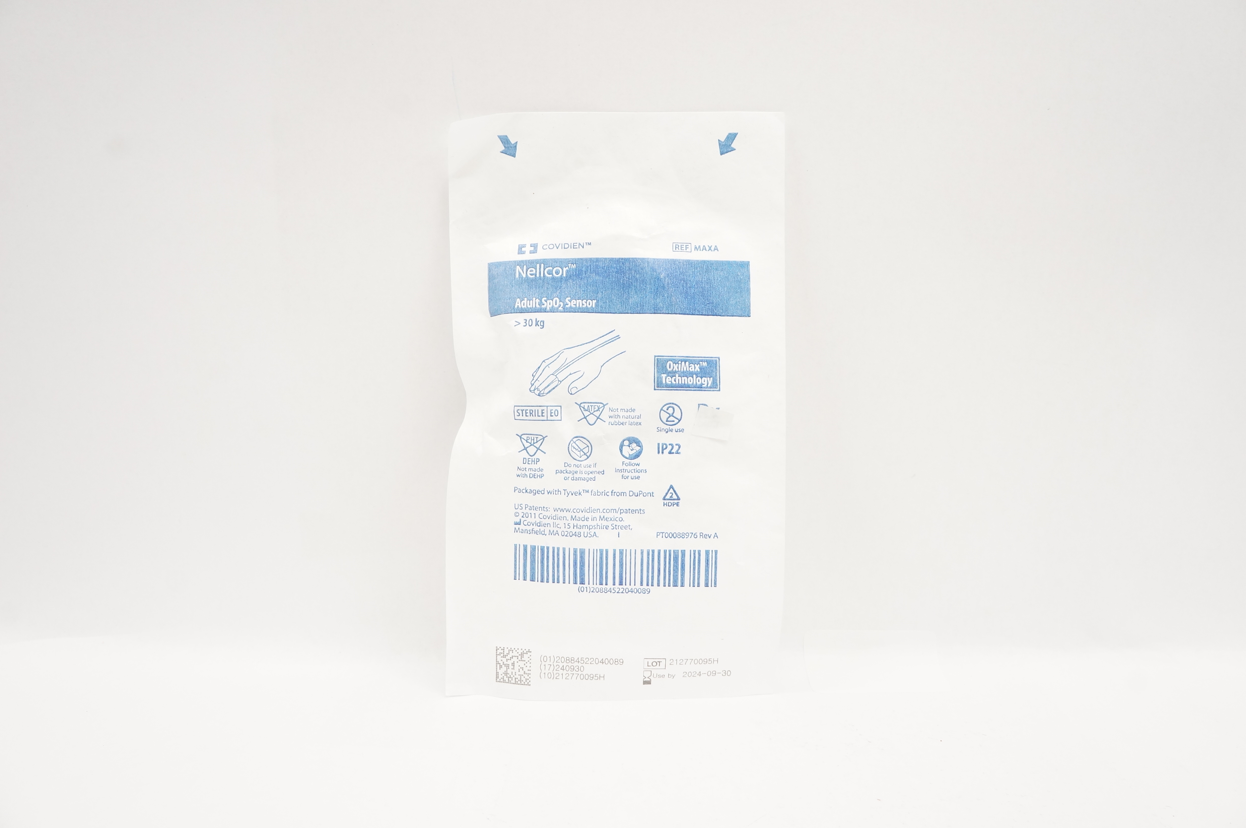 Covidien MAXA Nellcor Adult SpO2 Sensor >30kg OxiMax Technology