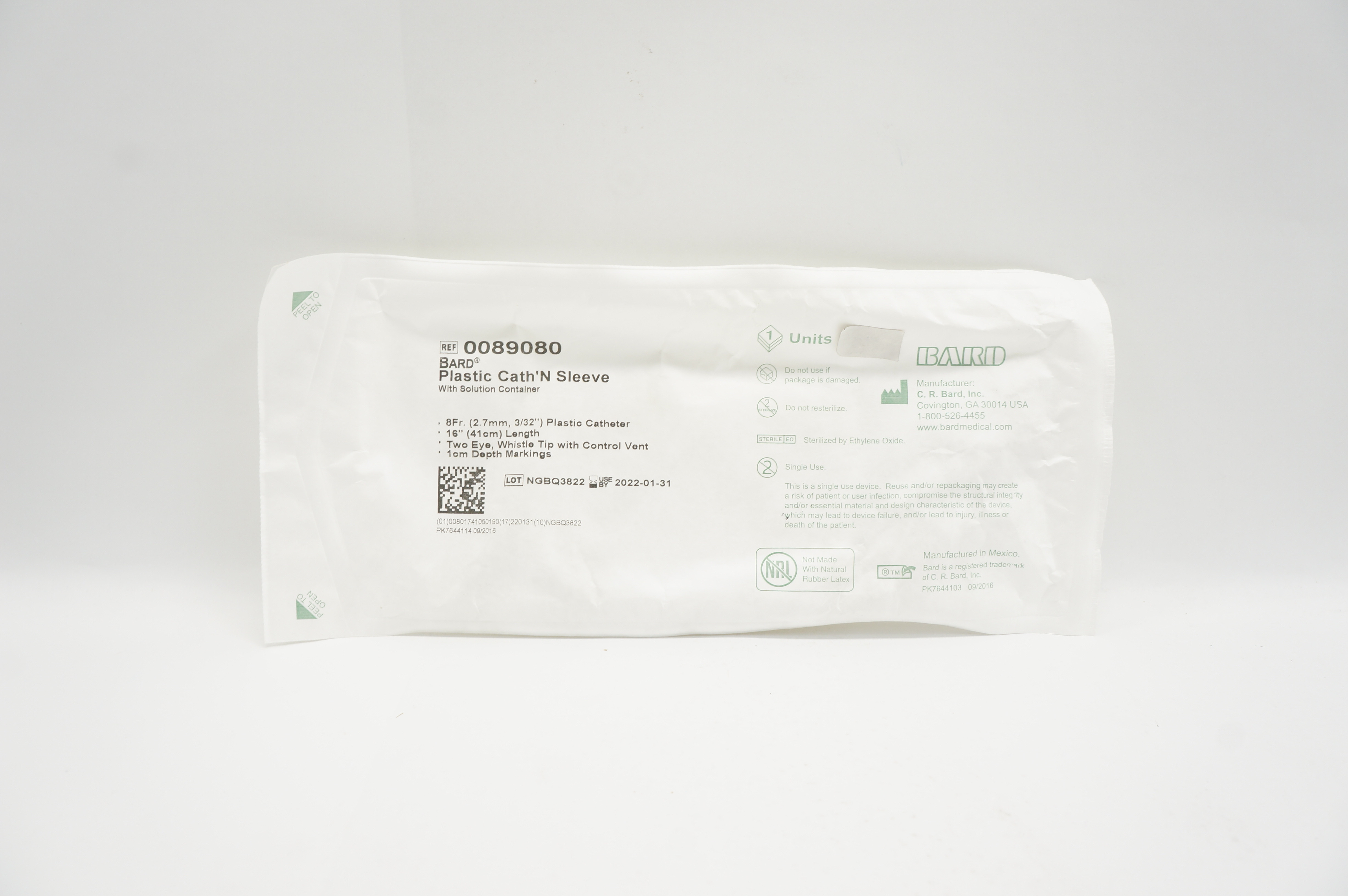 Bard 0089080 Plastic Cath'N Sleeve w/Solution Container 8Fr x 16inch x 1cm (x)