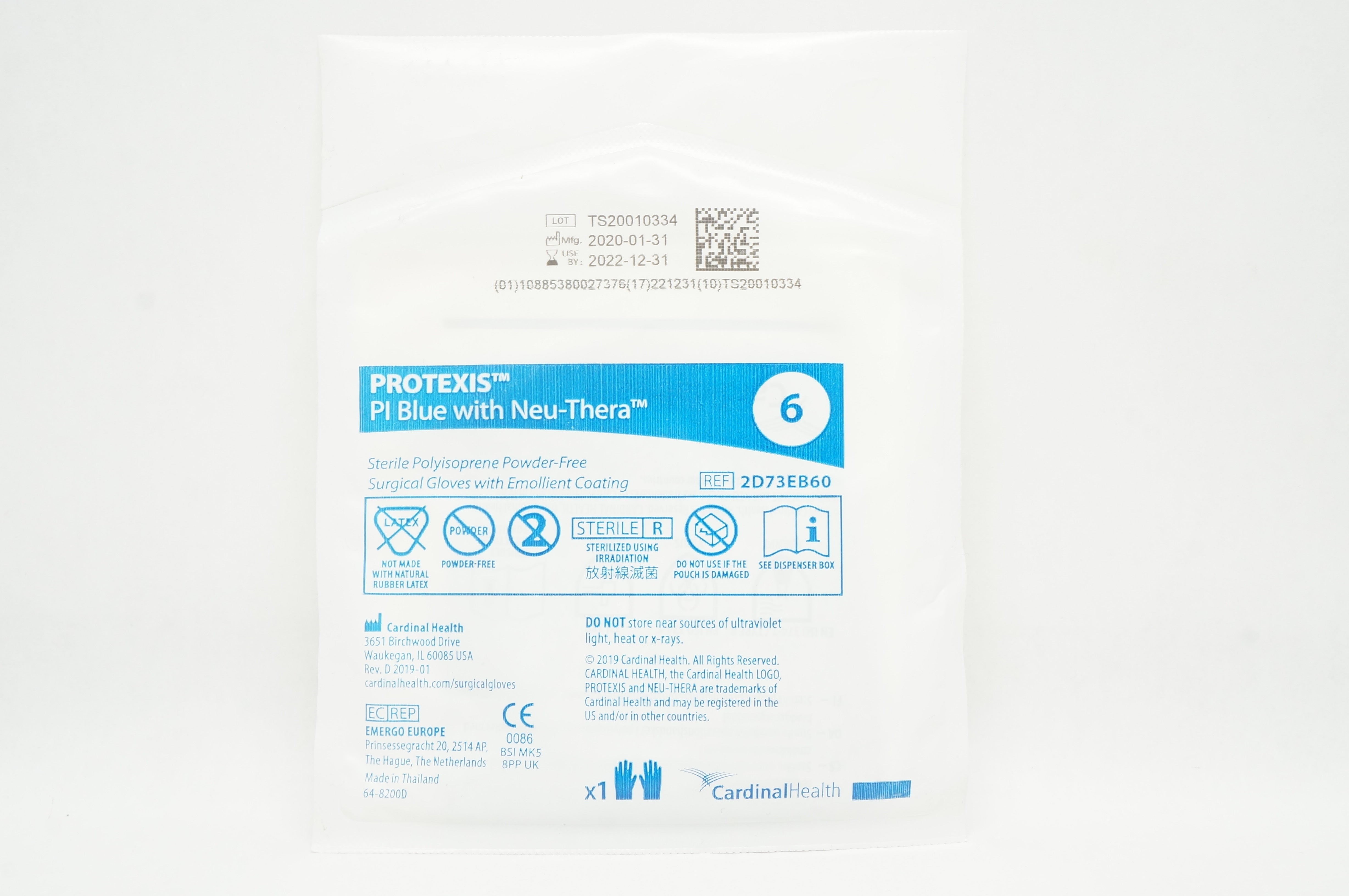 Cardinal Health 2D73EB60 PI Blue with Neu-Thera Gloves 6