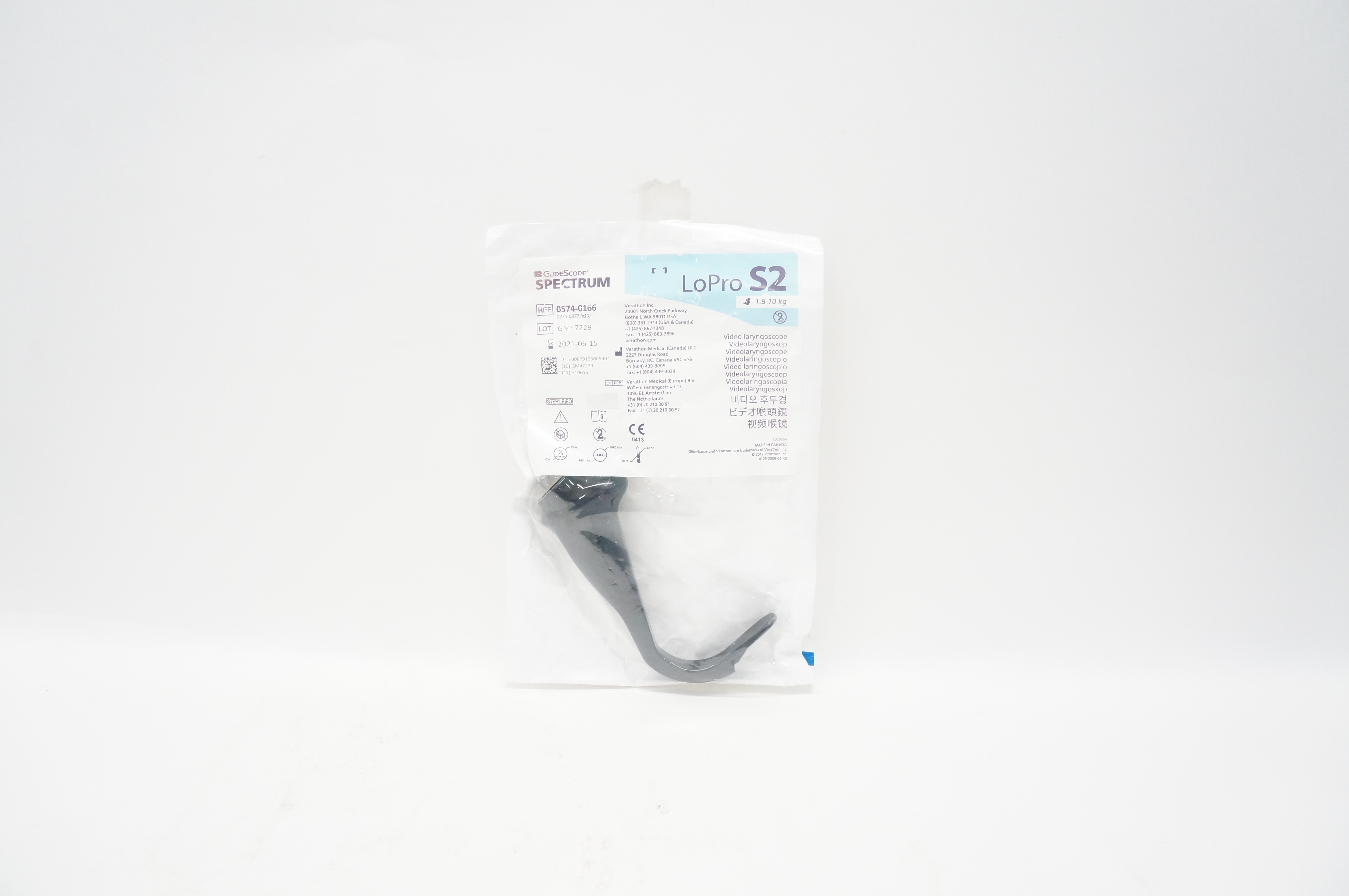Verathon Medical 0574-0166 GlideScope Spectrum Video Laryngoscope LoPro S2 (x)