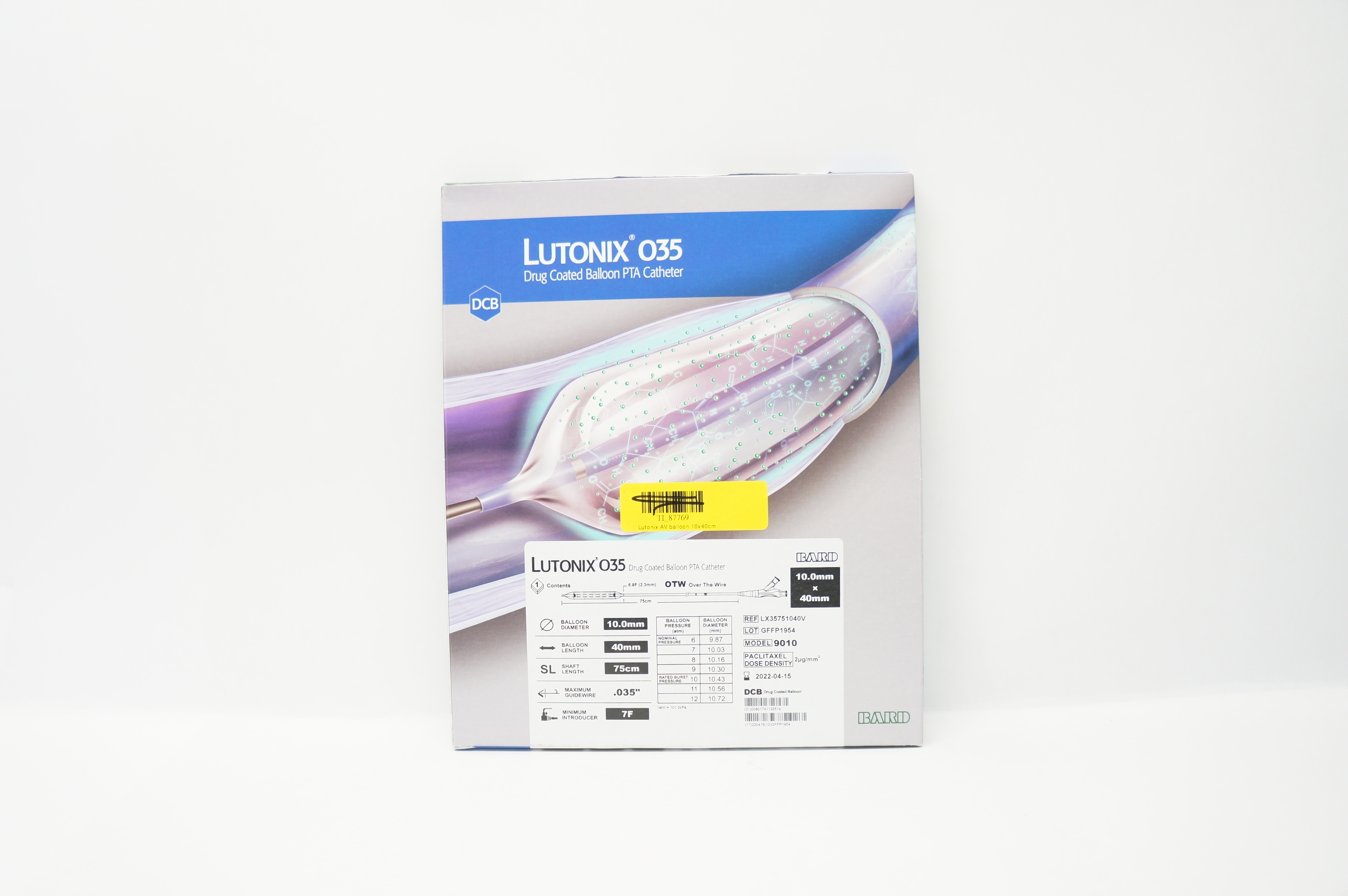 Bard LX35751040V Lutonix 035 Drug Coated Balloon PTA Cath. 10mm x 40mm x 75cm(x)
