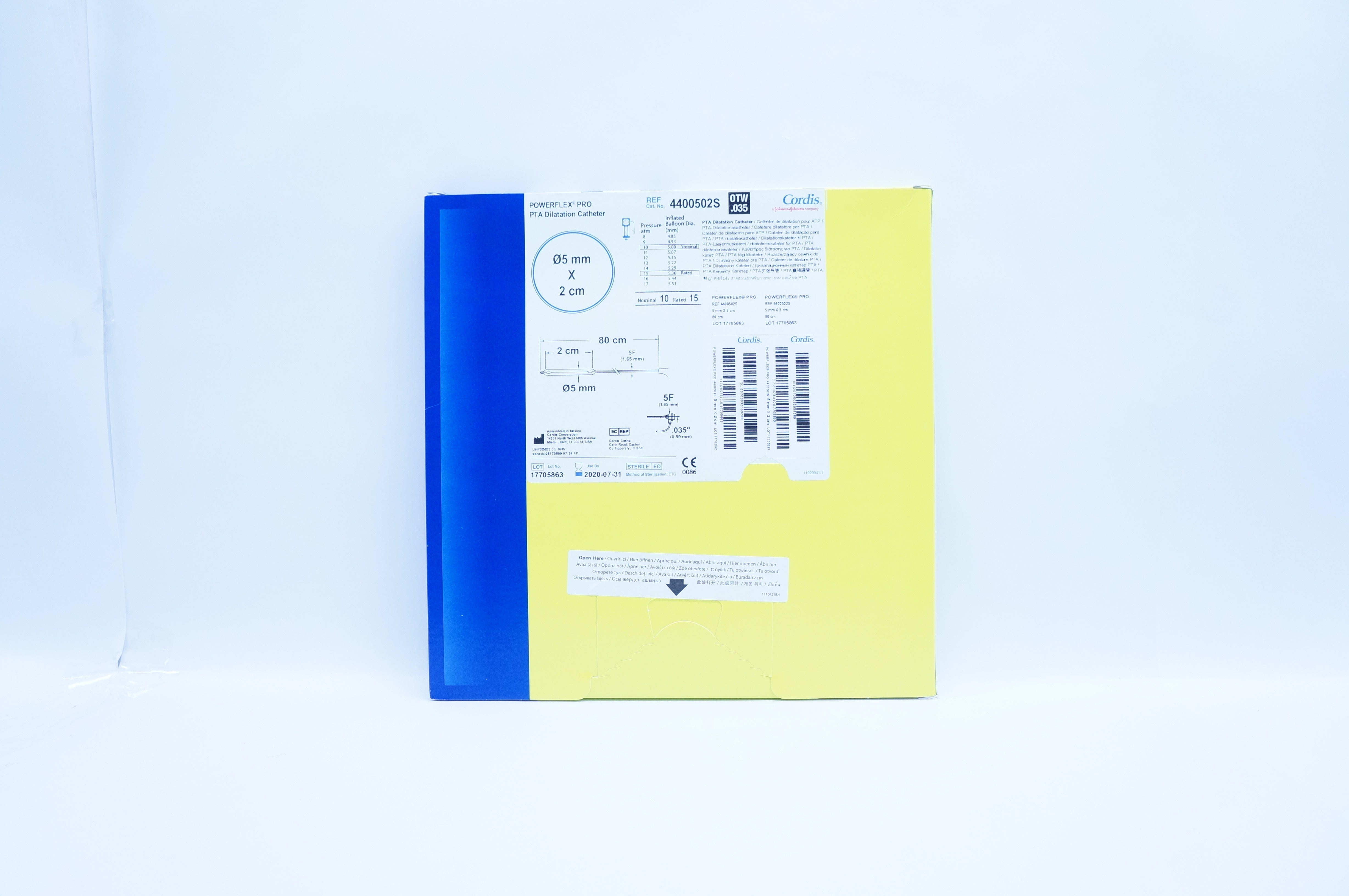 Cordis 4400502S Powerflex Pro PTA Dilatation Cath. 5mm x 2 x 80cm,5F x .035inch (x)