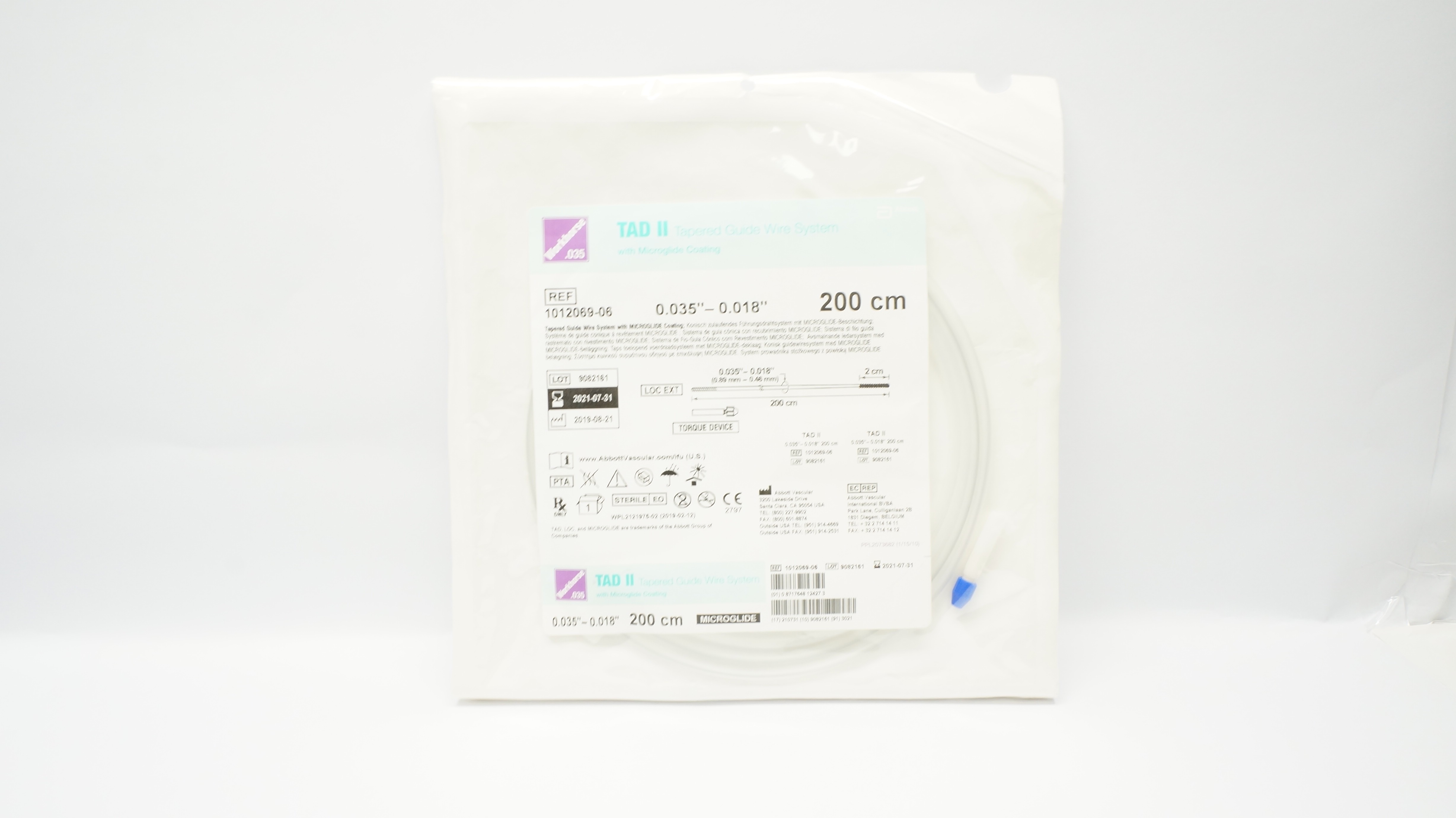 Abbott 1012069-06 TAD II Tapered Guide Wire 0.035 - 0.018inch x 200cm (x)
