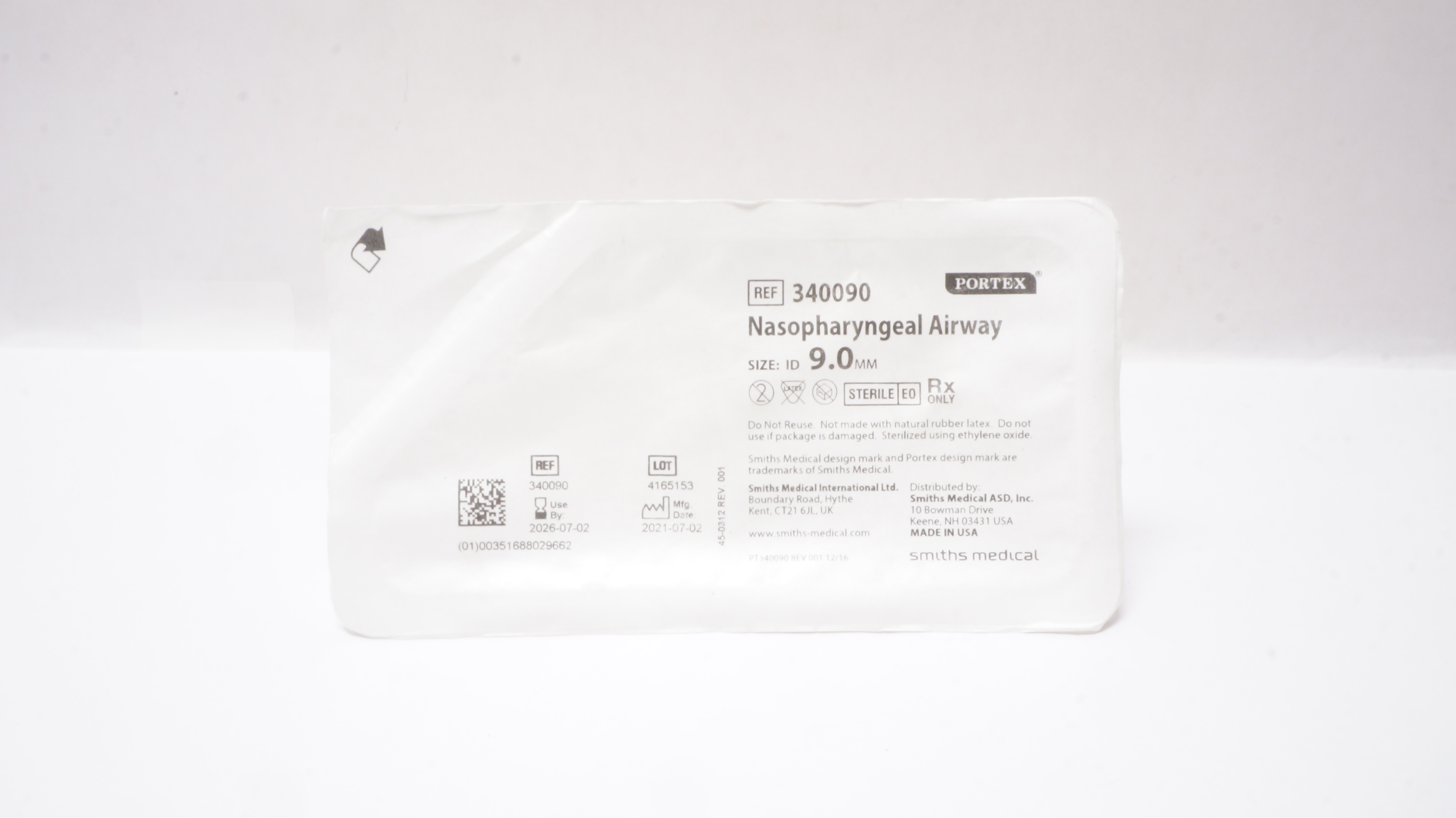 Smiths Medical 340090 Portex Nasopharyngeal Airway ID 9.0mm