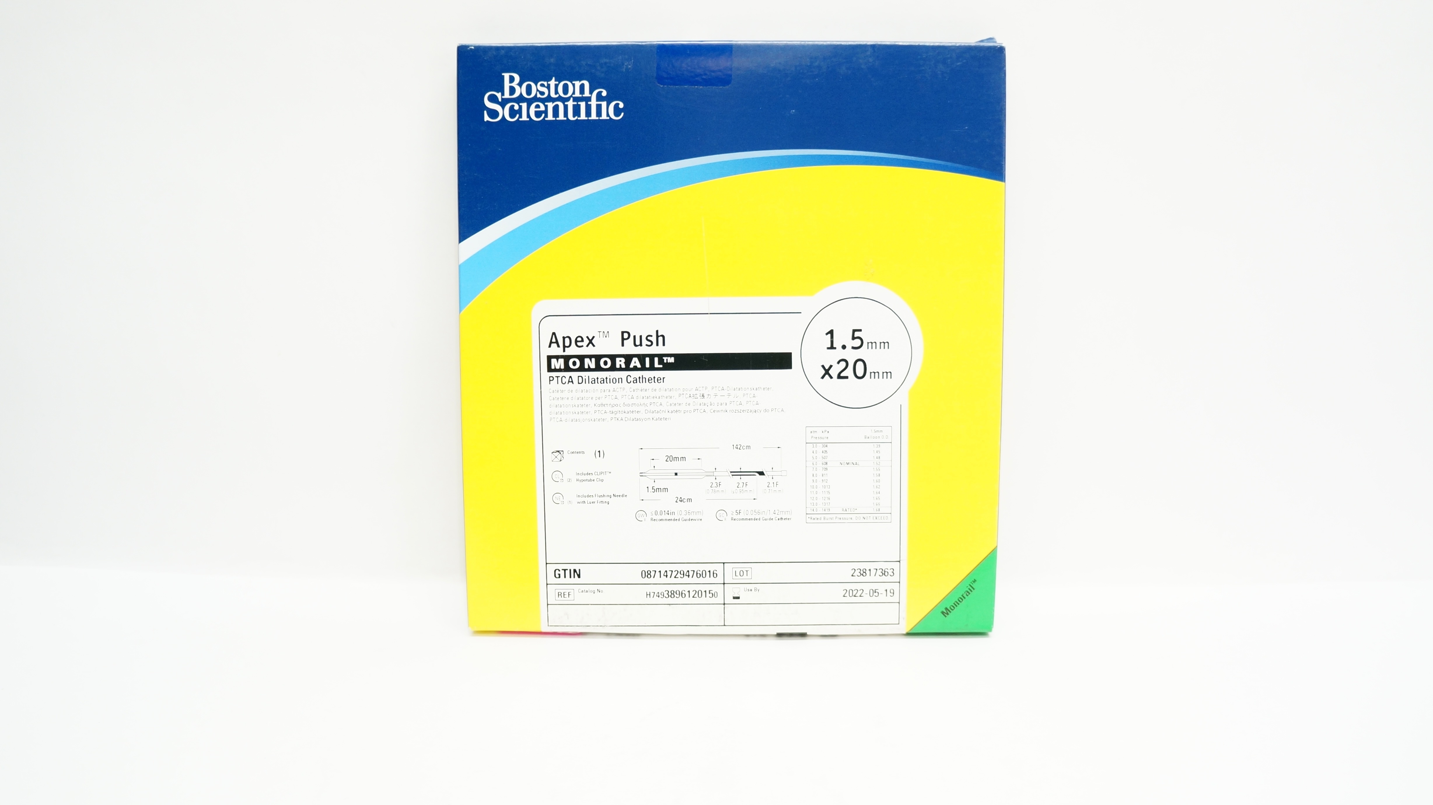 Boston Scientific 389612015 Apex Push PTCA Dilatation Catheter 1.5mm x 20mm (x)