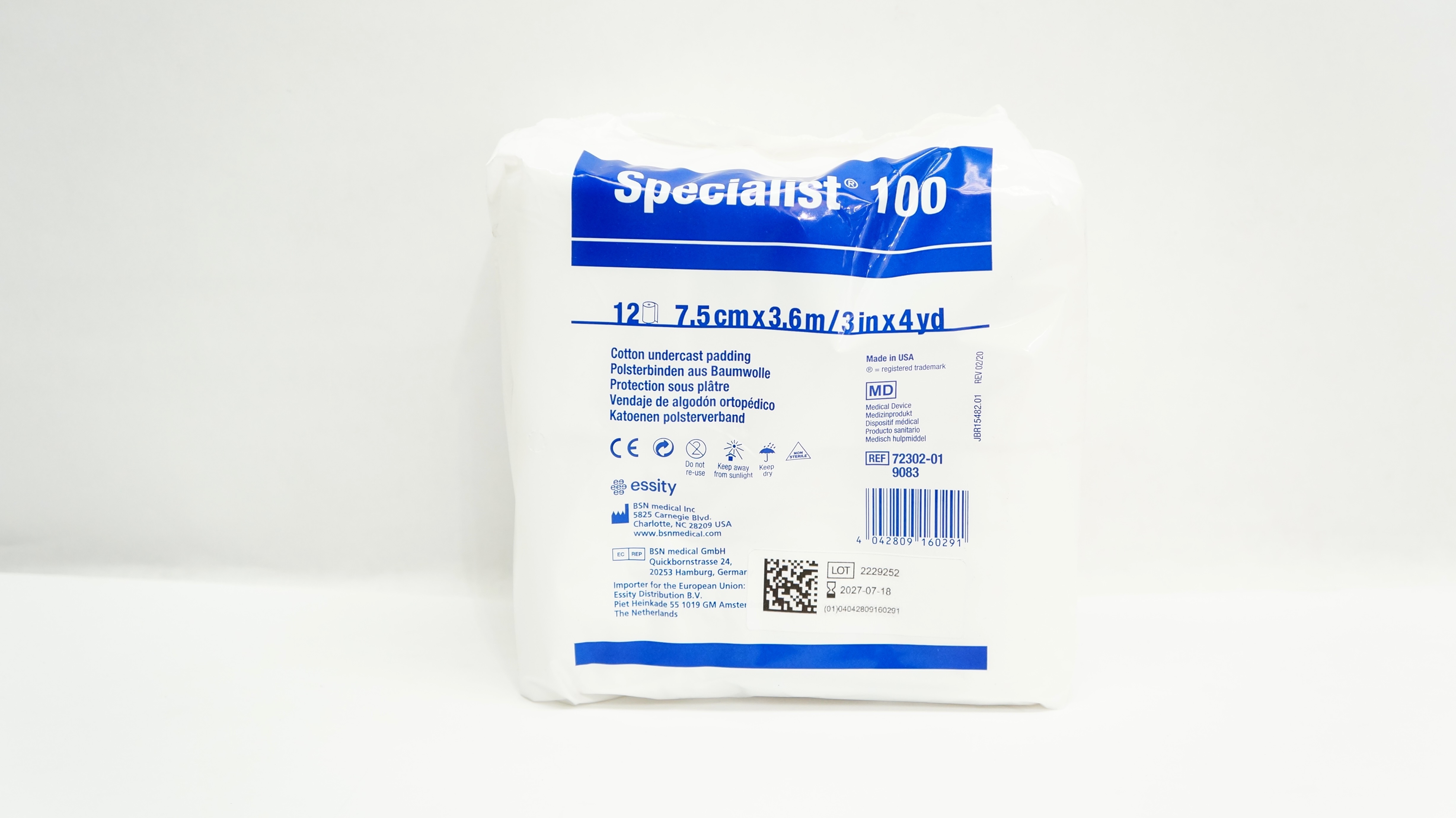 BSN Medical 72302-01 Specialist 100 Cotton Undercast Padding 3Inx4yd ...