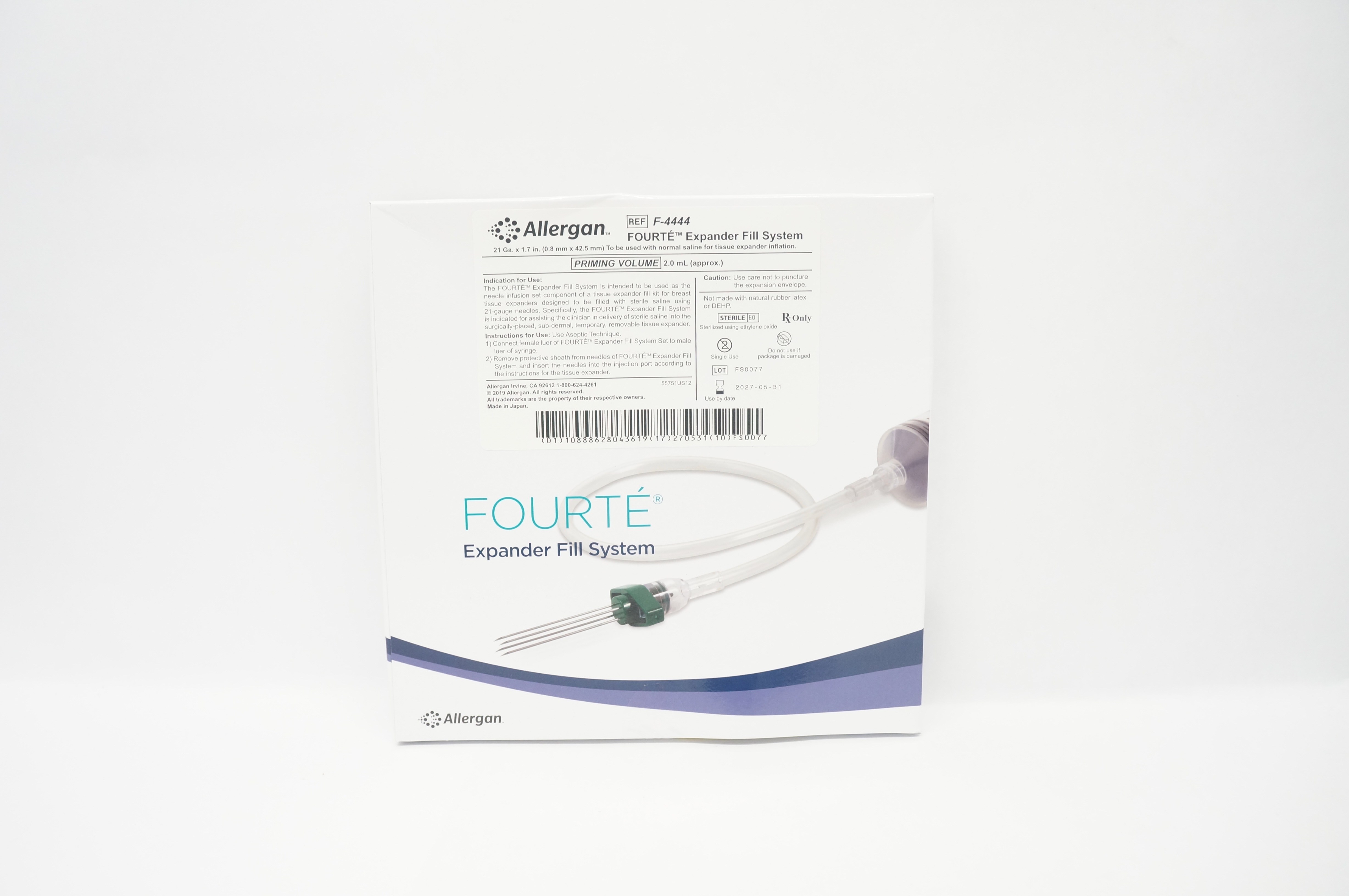 Allergan F-4444 Fourte Expander Fill System 21 Ga x 1.7 inch Priming Vol. 2.0mL