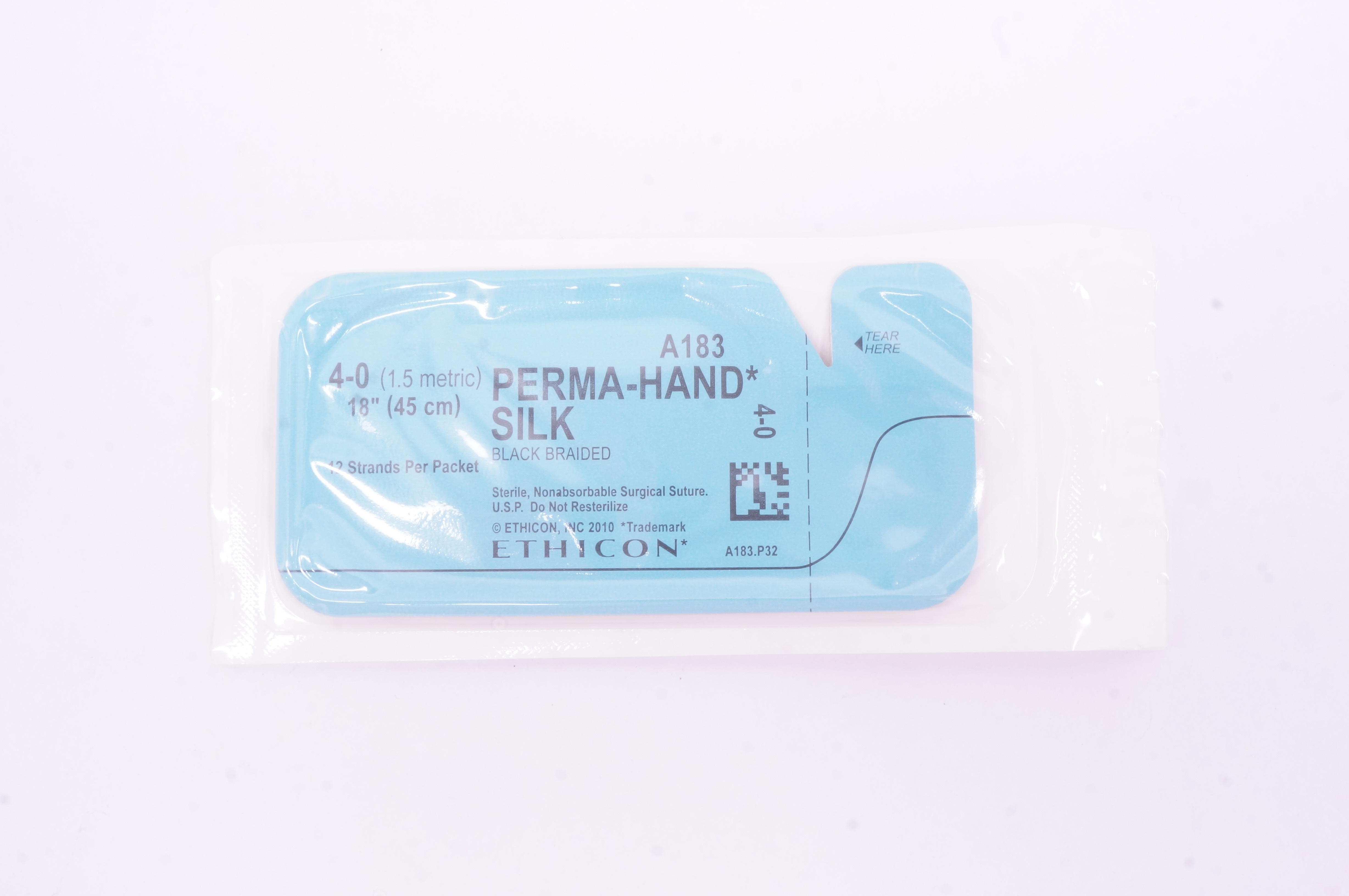 Ethicon A183 4-0 Perma-Hand Silk Surgical Stre Black Braided 18 inch (x)