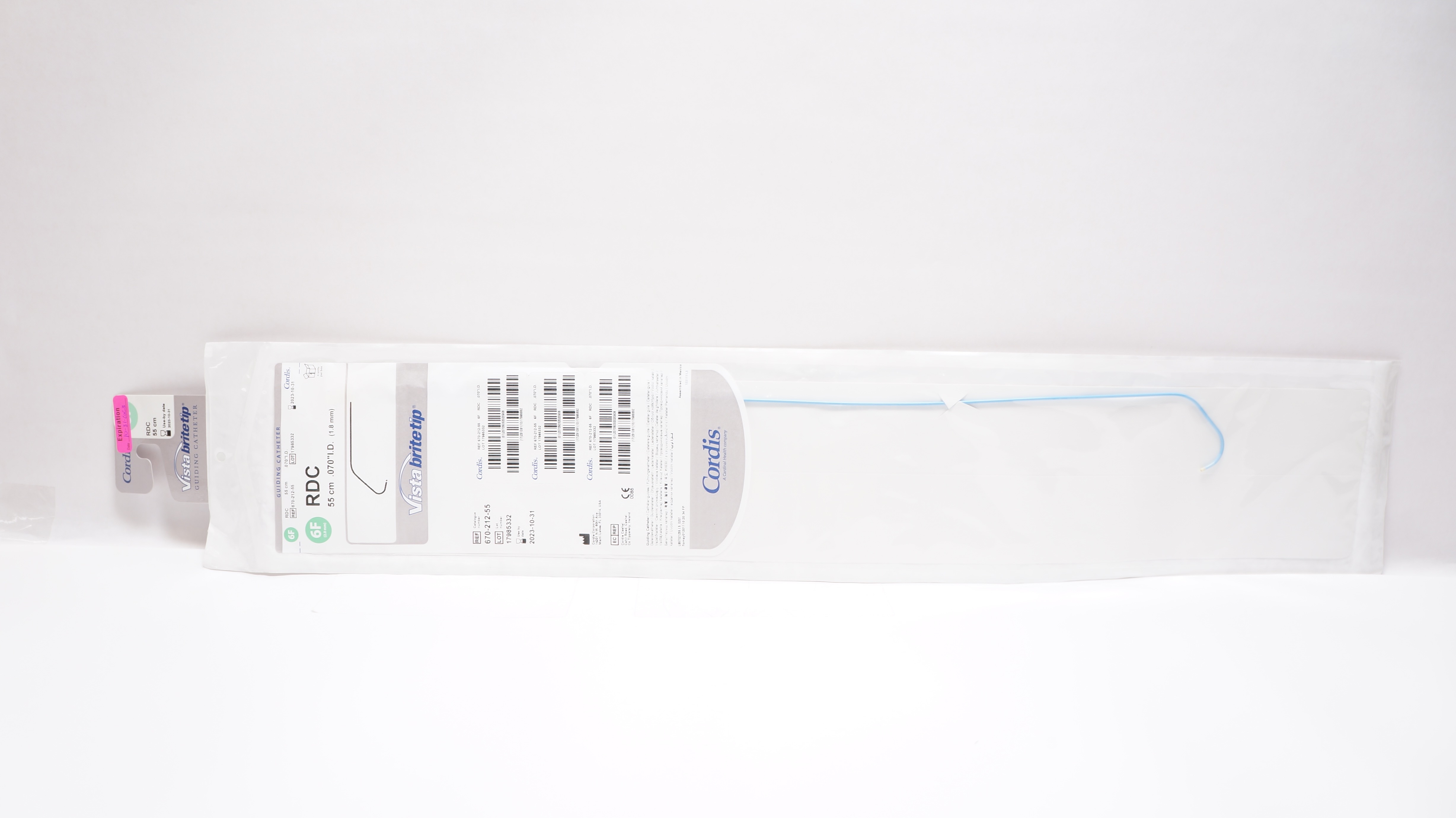 Cordis  670-212-55 Vistabritetip Guiding Cath  RDC 6Fr x 55cm x .070inch (x)