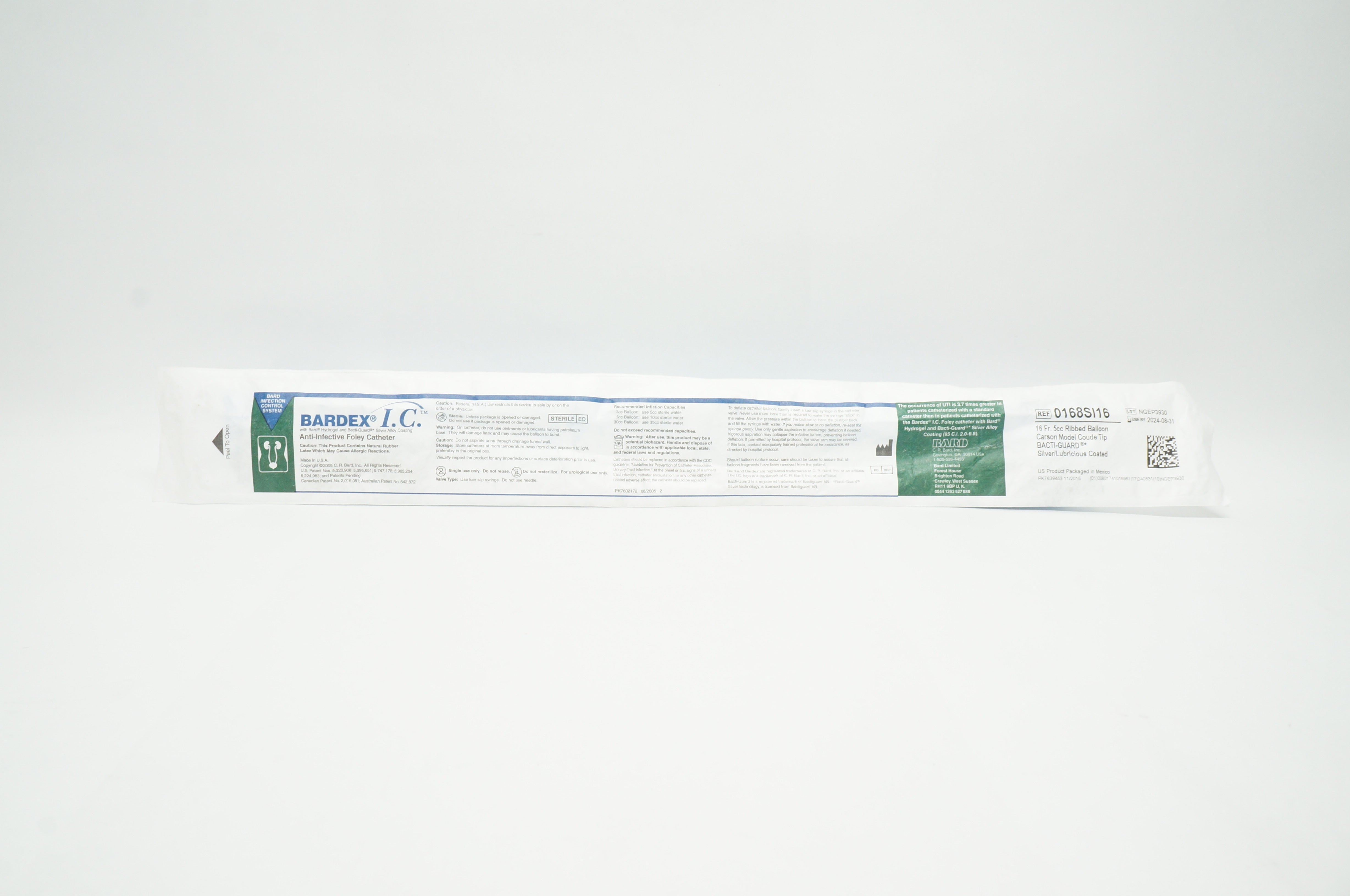 Bard 0168SI16 Bardex Anti-Infective Foley Cath. 16Fr 5cc