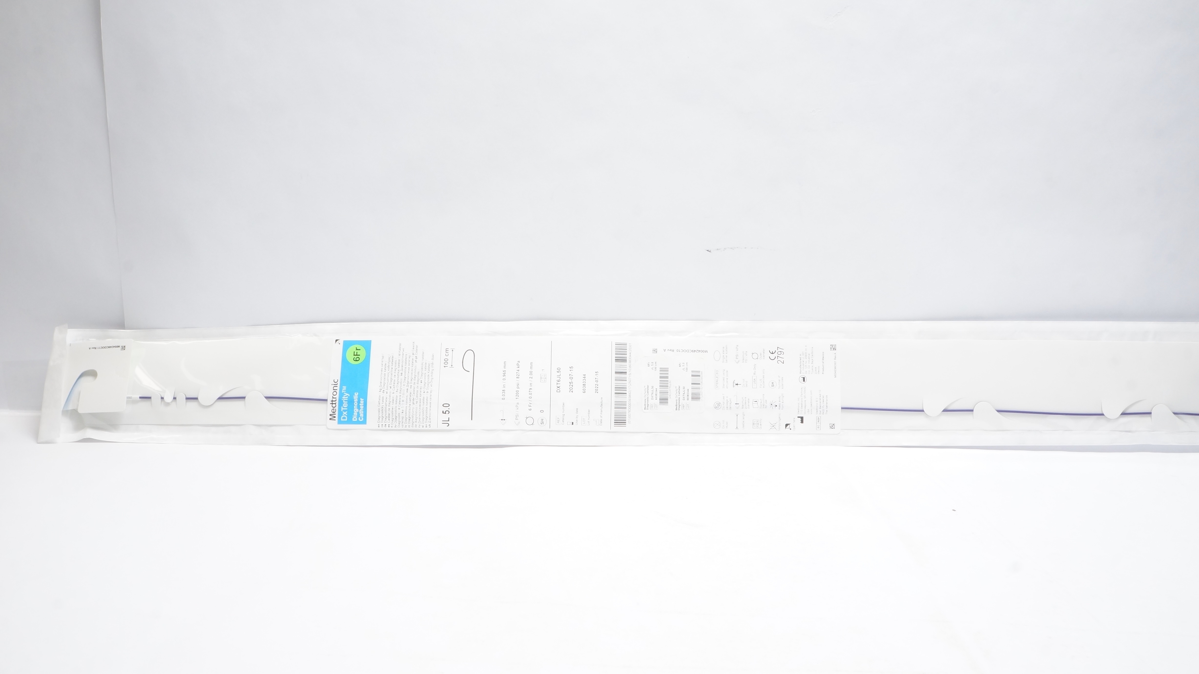 Medtronic DXT6JL50 DxTerity Diagnostic Catheter,  JL 5.0, 6 Fr x 100cm
