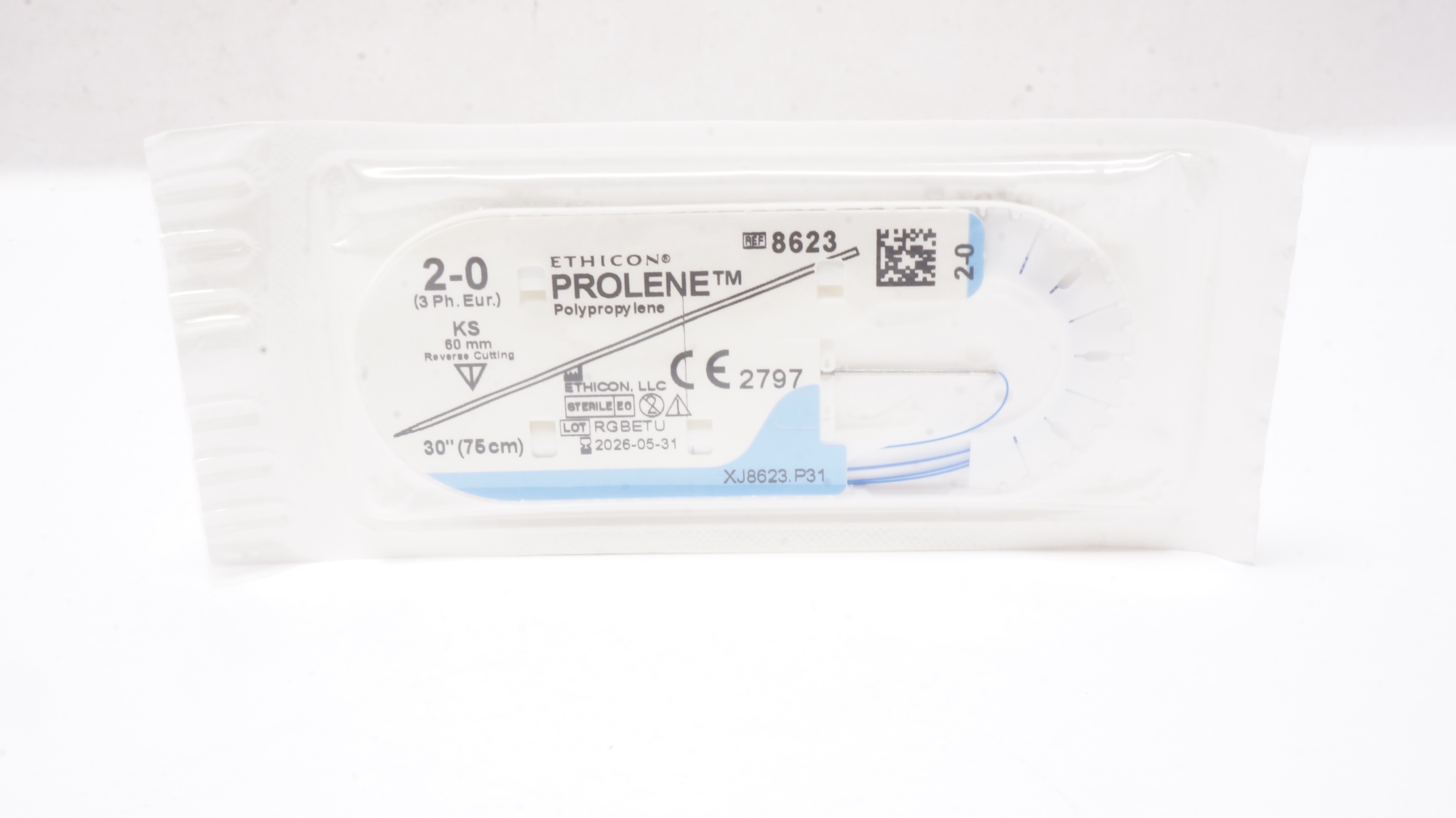 Ethicon 8623 2-0 PROLENE Polypropylene Stre KS 60mm Reverse Cutting 30inch