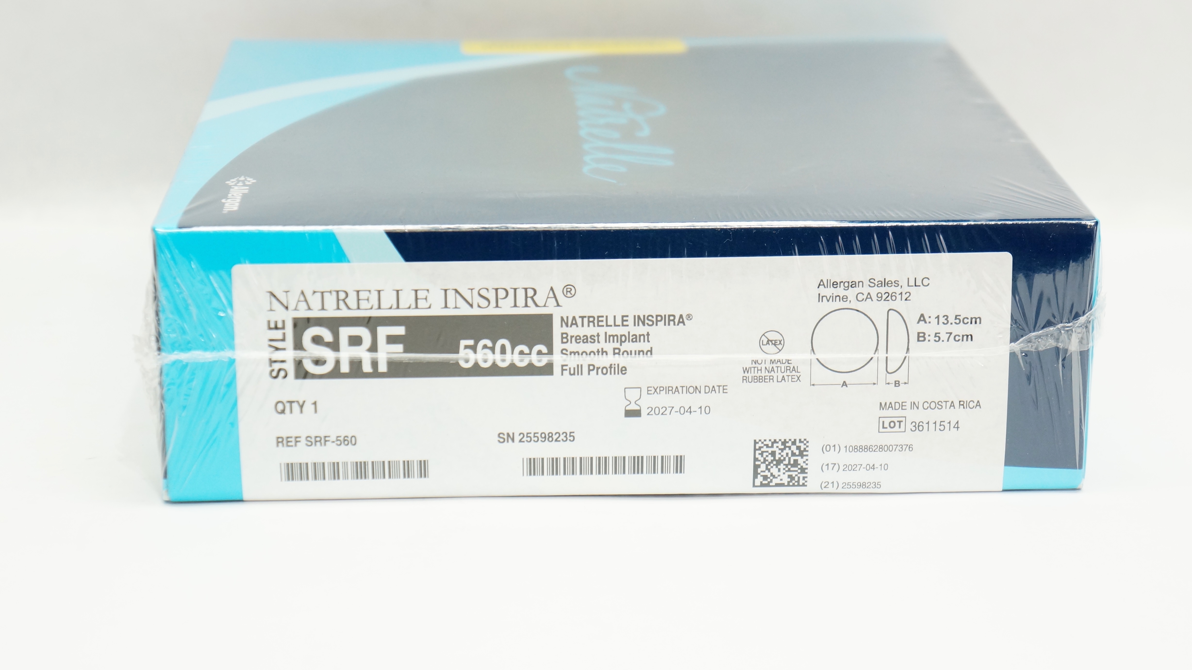 Allergan SRF-560 Natrelle Inspira Breast Implant, Round, Full