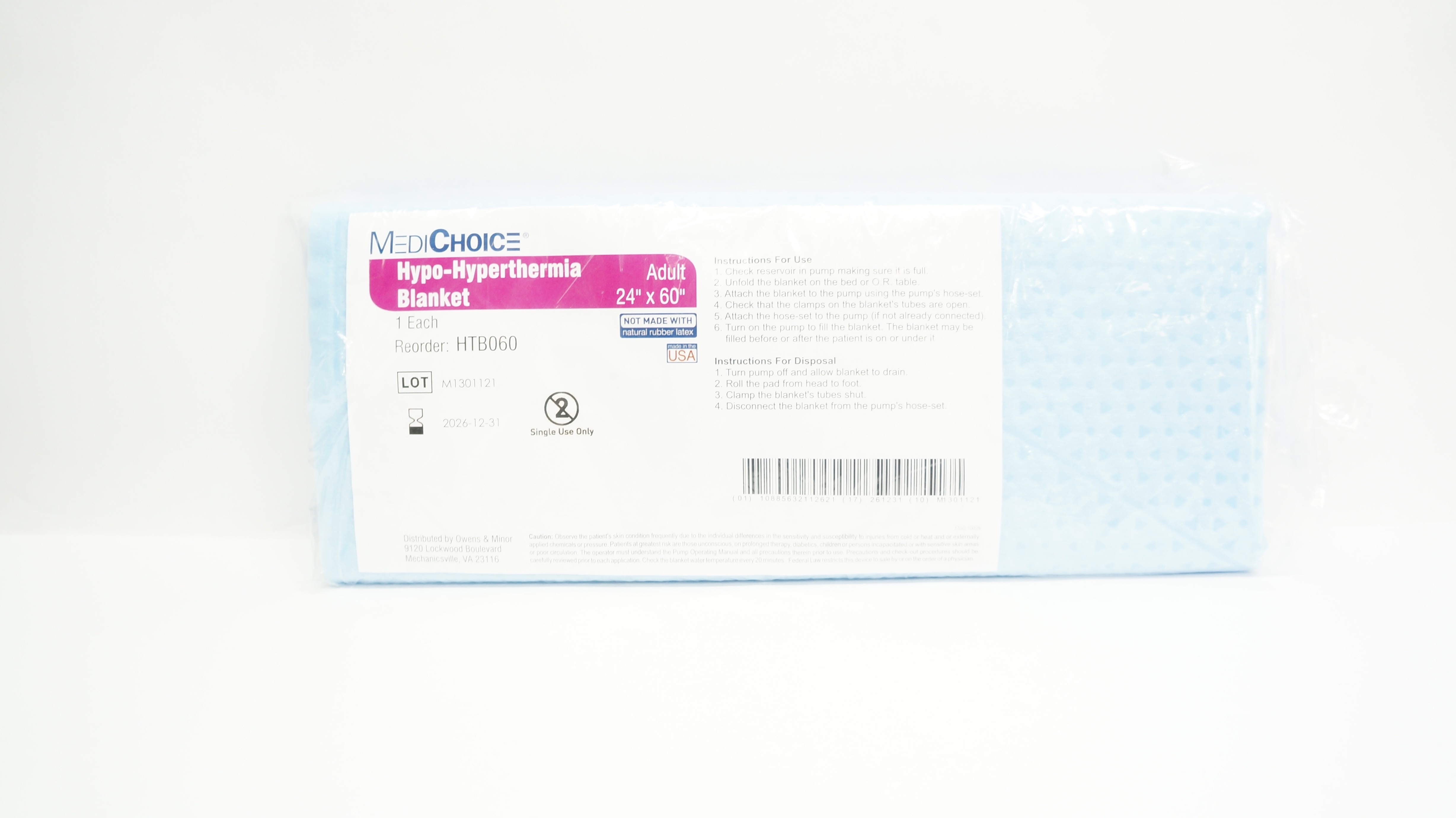 MediChoice HTB060 Hypo-Hyperthermia Blanket Adult 24inch x 60inch