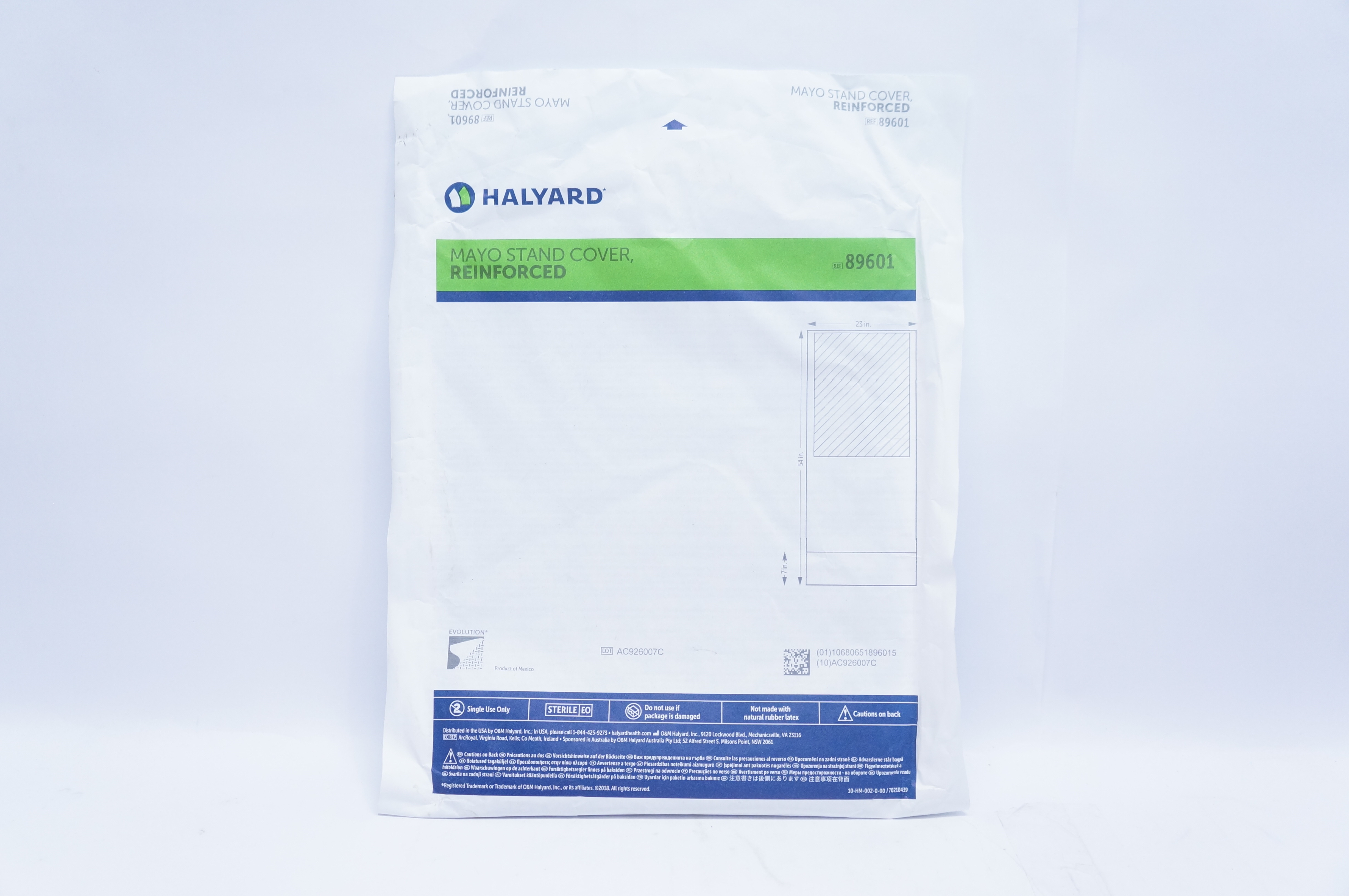 Halyard 89601 Mayo Stand Cover, Reinforced 23inch x 54inch