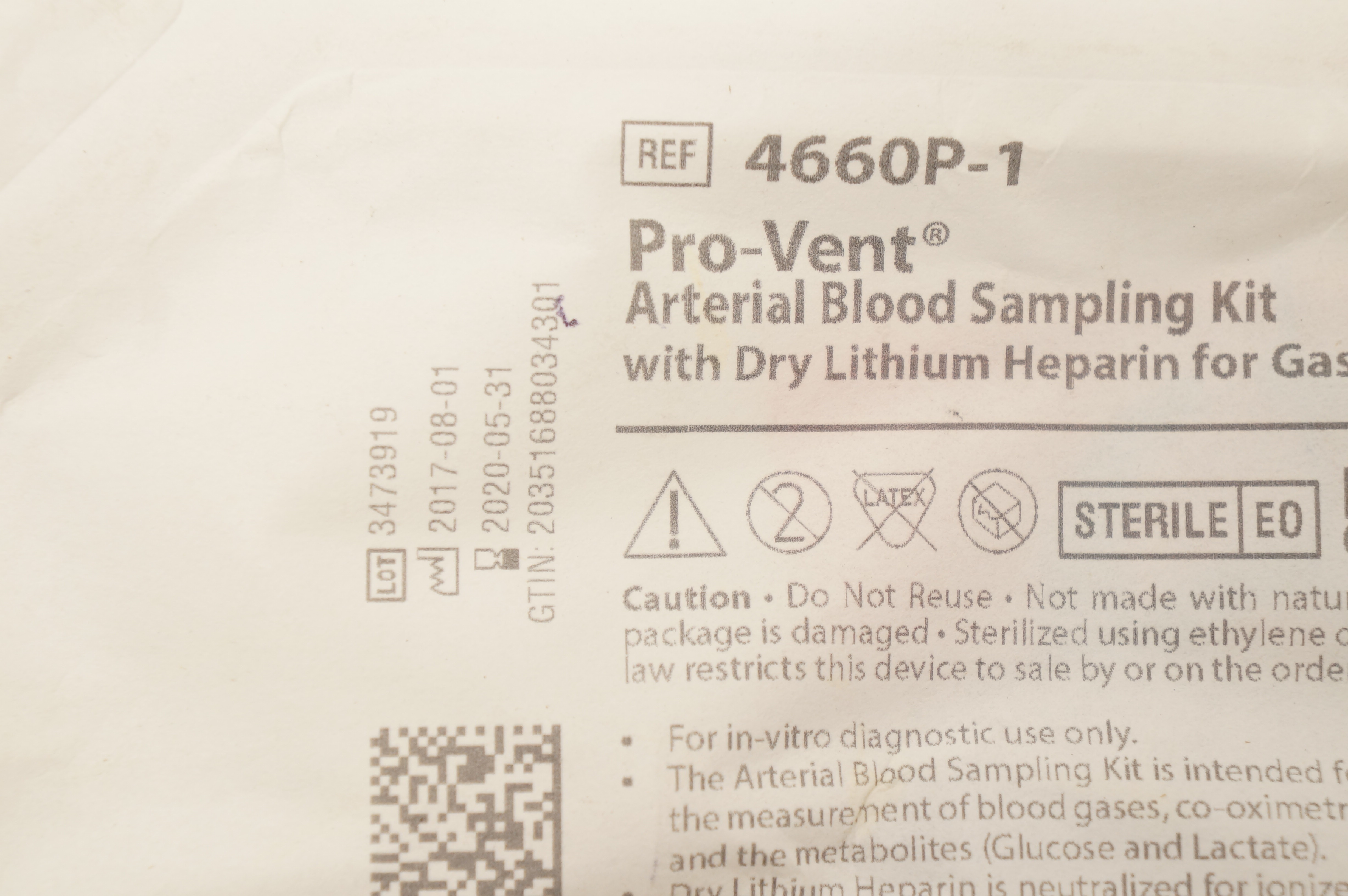 Smiths Medical 4660P-1 Portex Pro-Vent Arterial Blood Sampling Kit (x)
