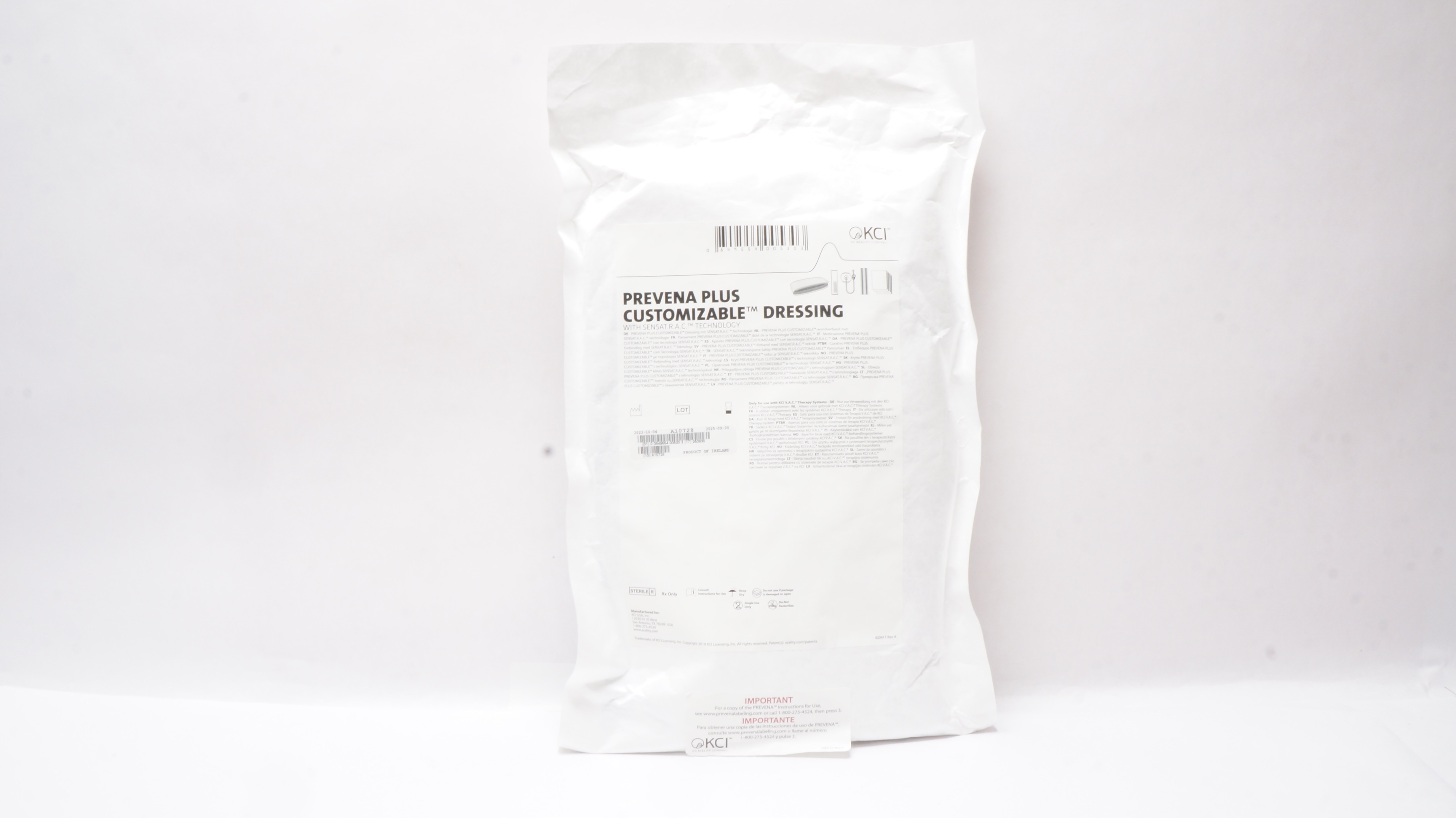 KCI Prevena Plus Customaizable Dressing with Sensat R A C Technology