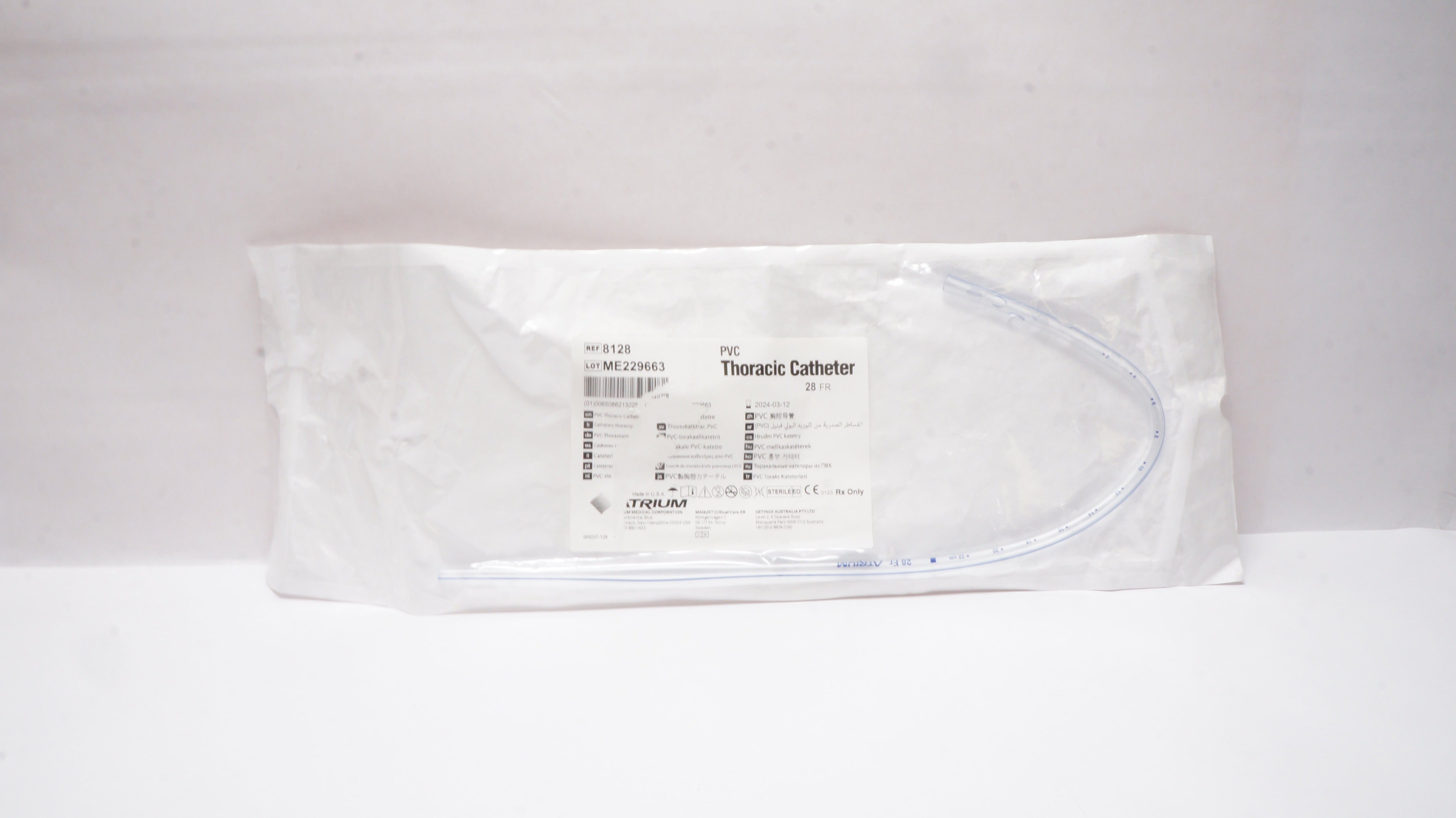 Atrium 8128 PVC Thoracic Cath. 28FR