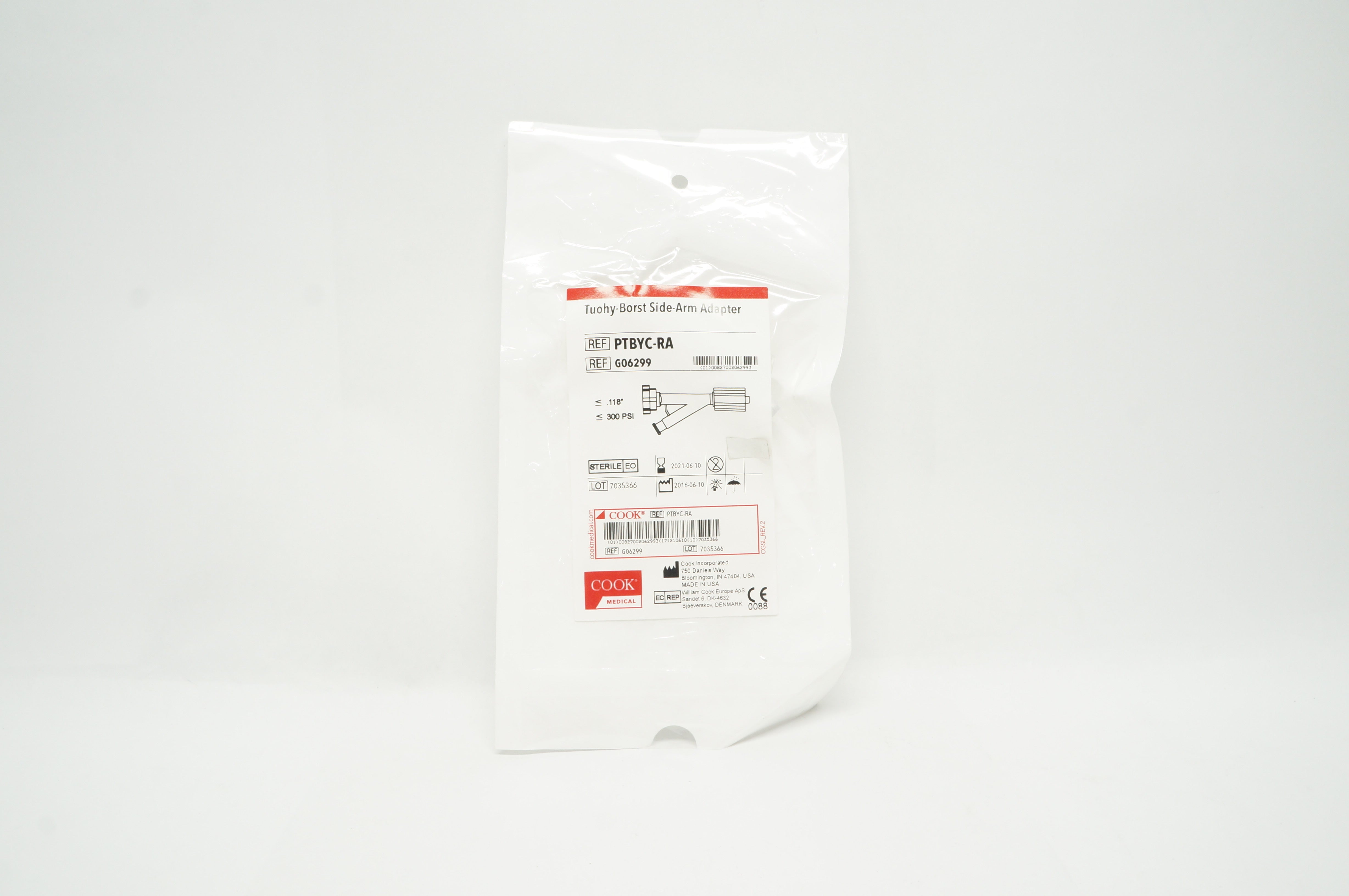 Cook Medical G06299 Tuohy-Borst Side-Arm Adapter ≤ .118inch, ≤300PSI (x)