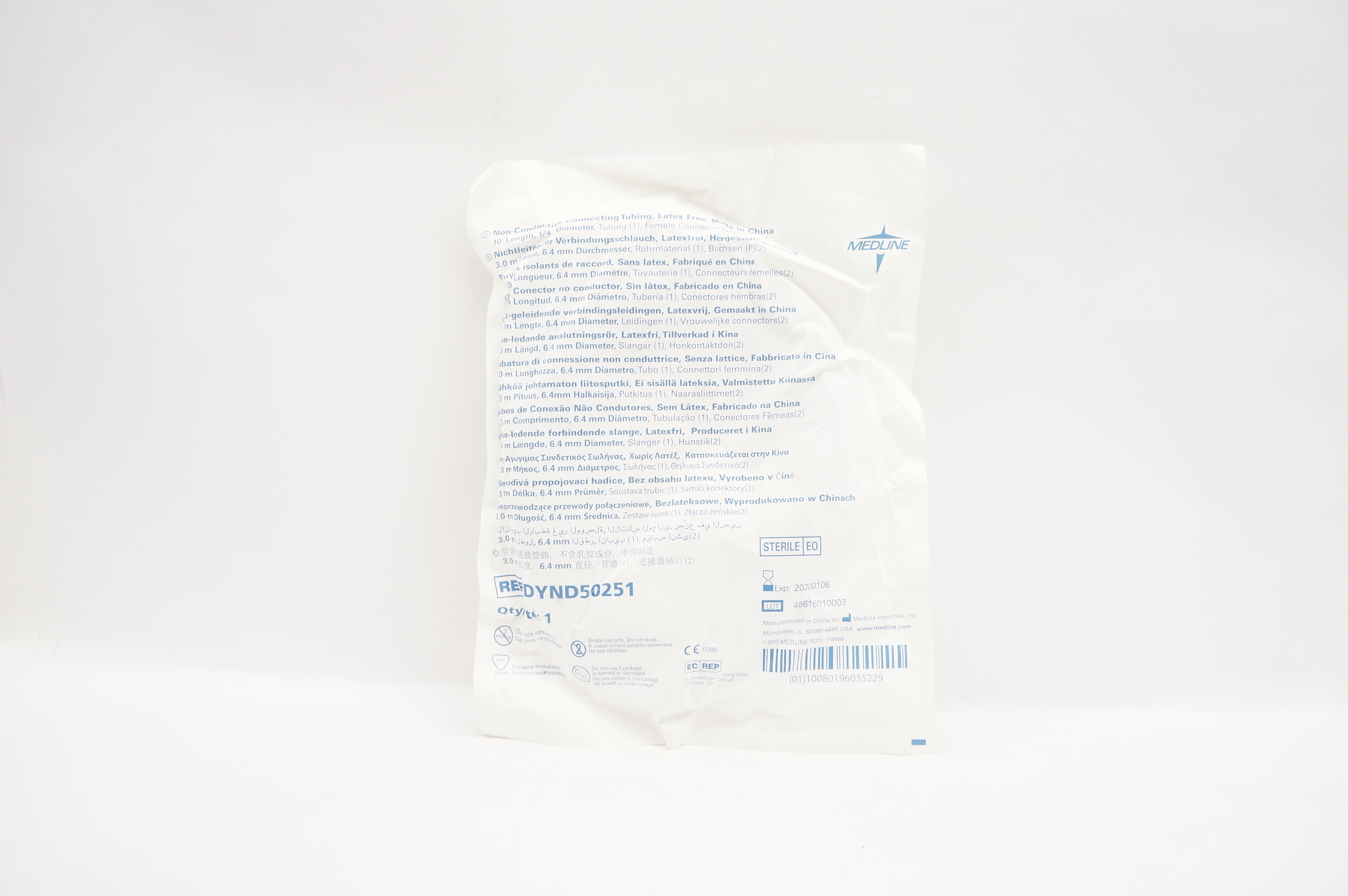 Medline DYND50251 Non-Conductive Connecting Tubing 1/4in x 10F (x)