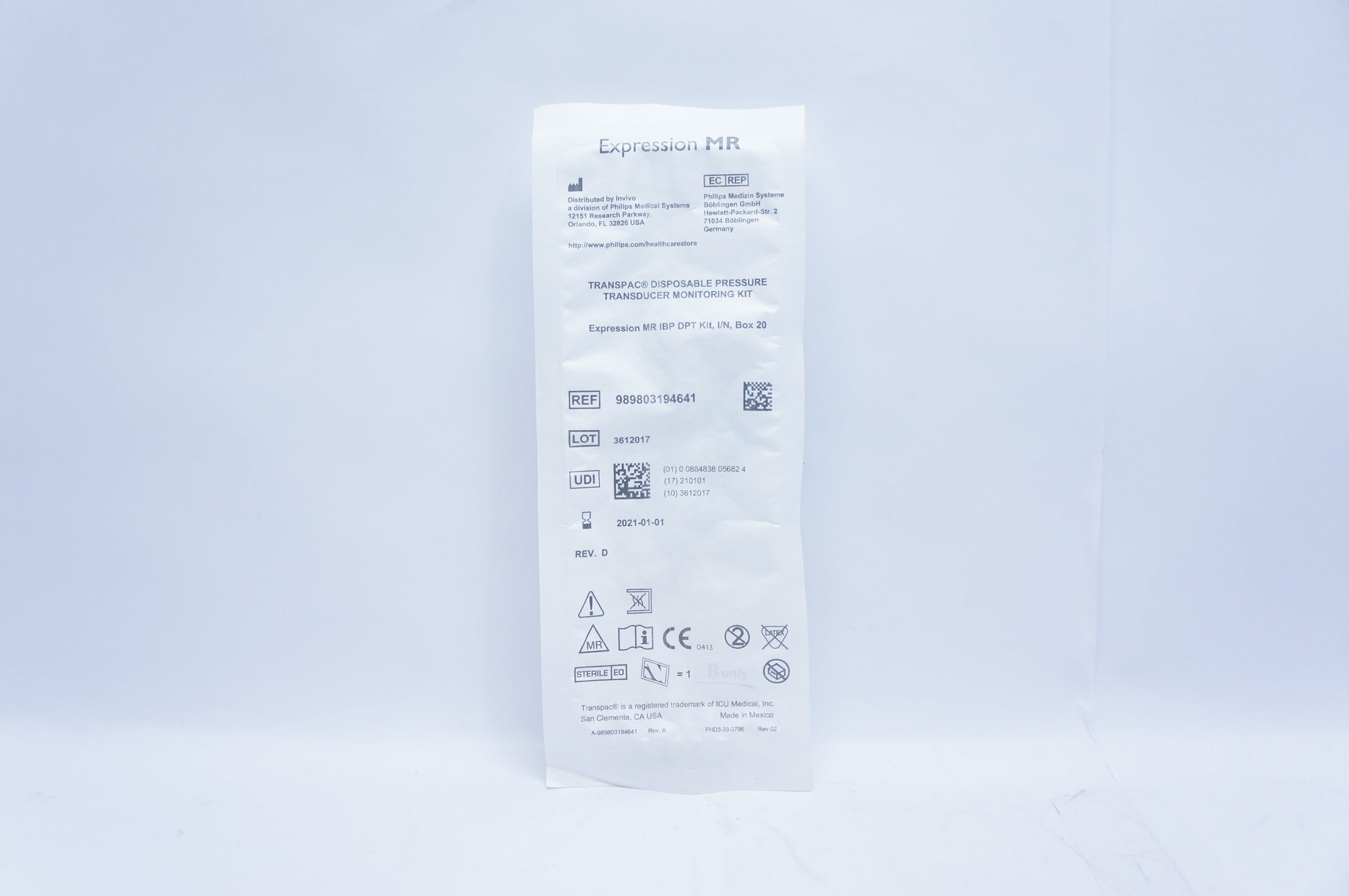 Invivo 989803194641 Expression MR Pressure Transducer Monitoring Kit