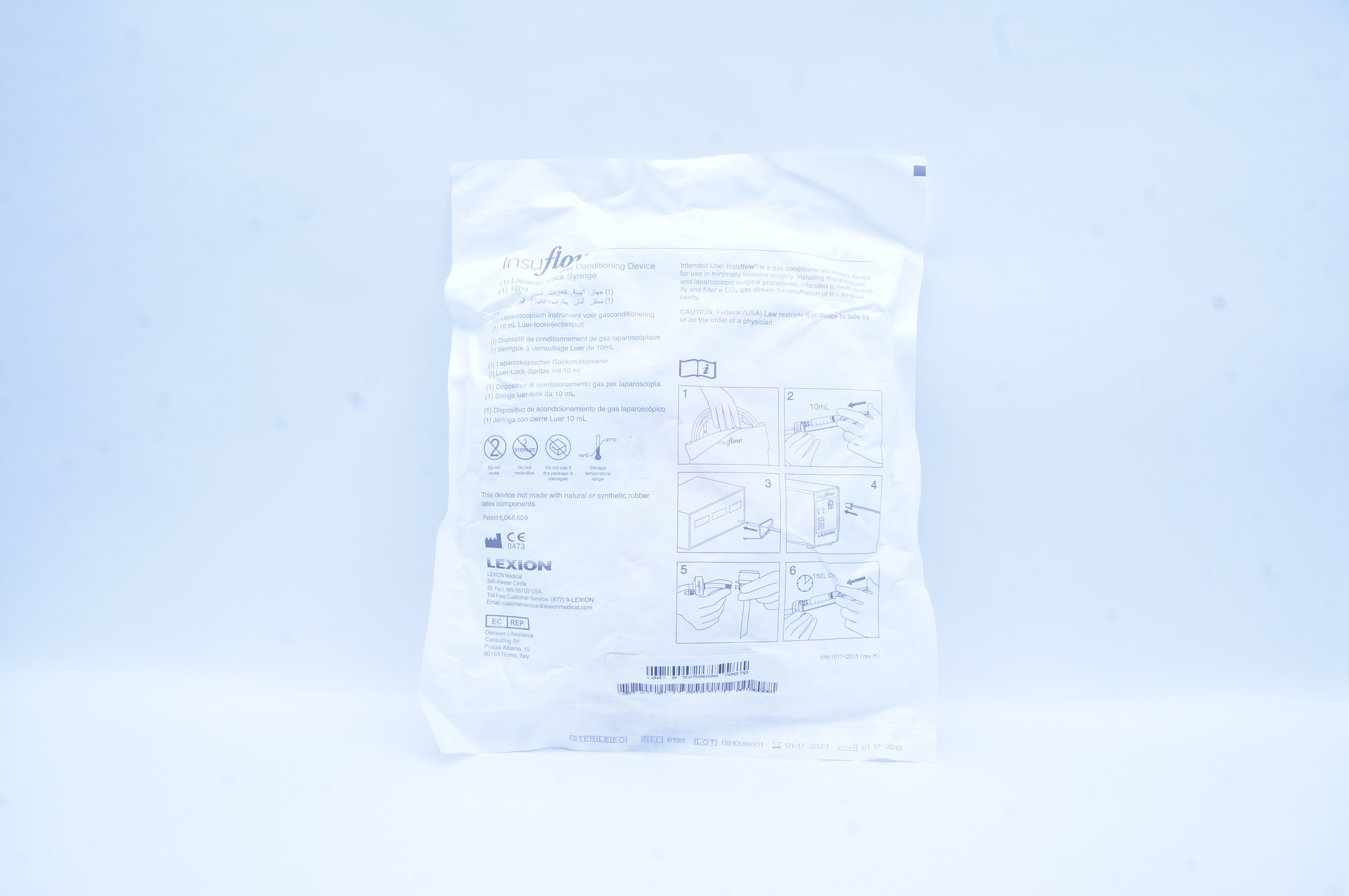 Lexion 6198 Insuflow Laparoscopic Gas Conditioning Device 10mL Luer Lock Syringe